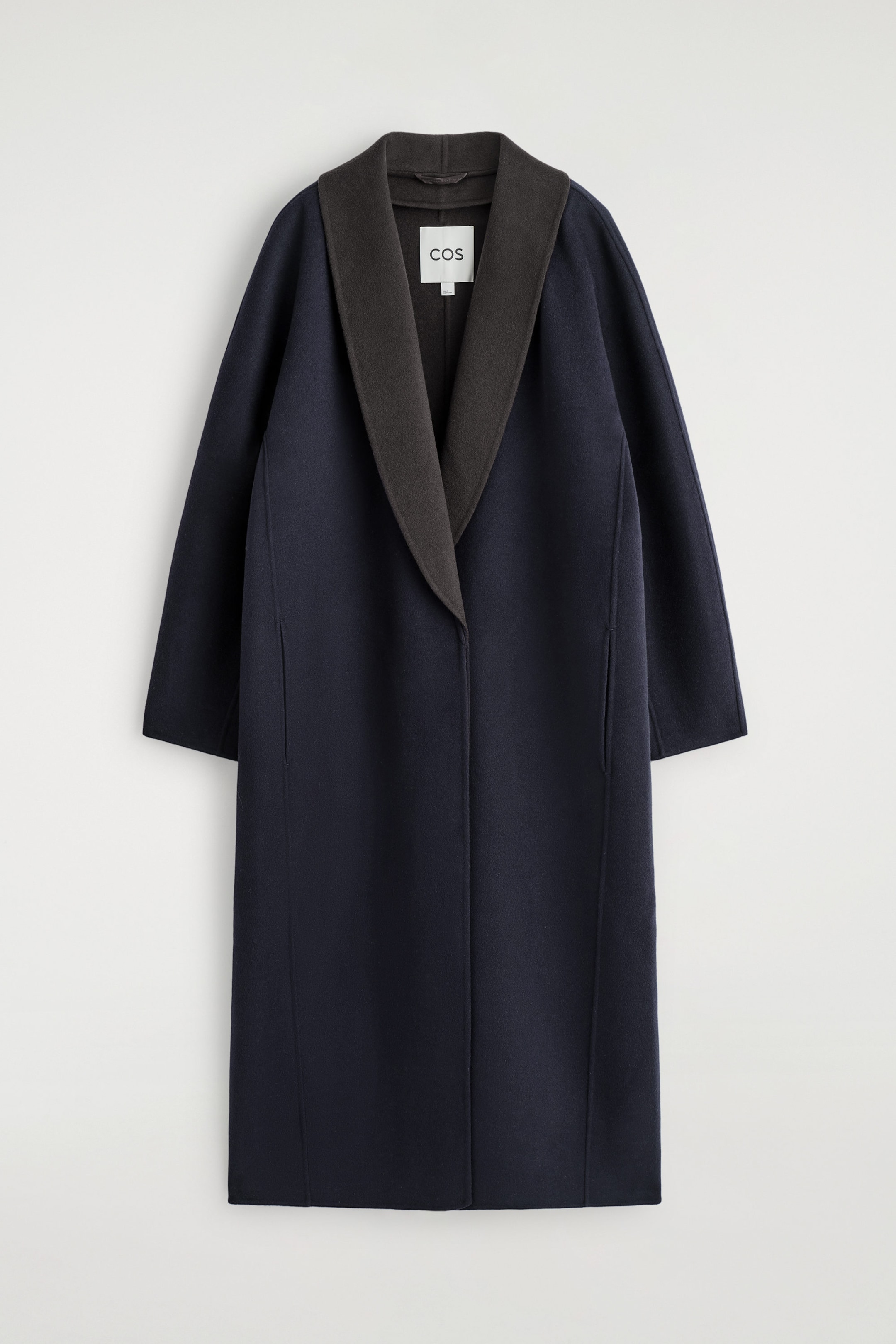 DOUBLE-FACED WOOL SHAWL-COLLAR COAT - NAVY / BROWN | COS US