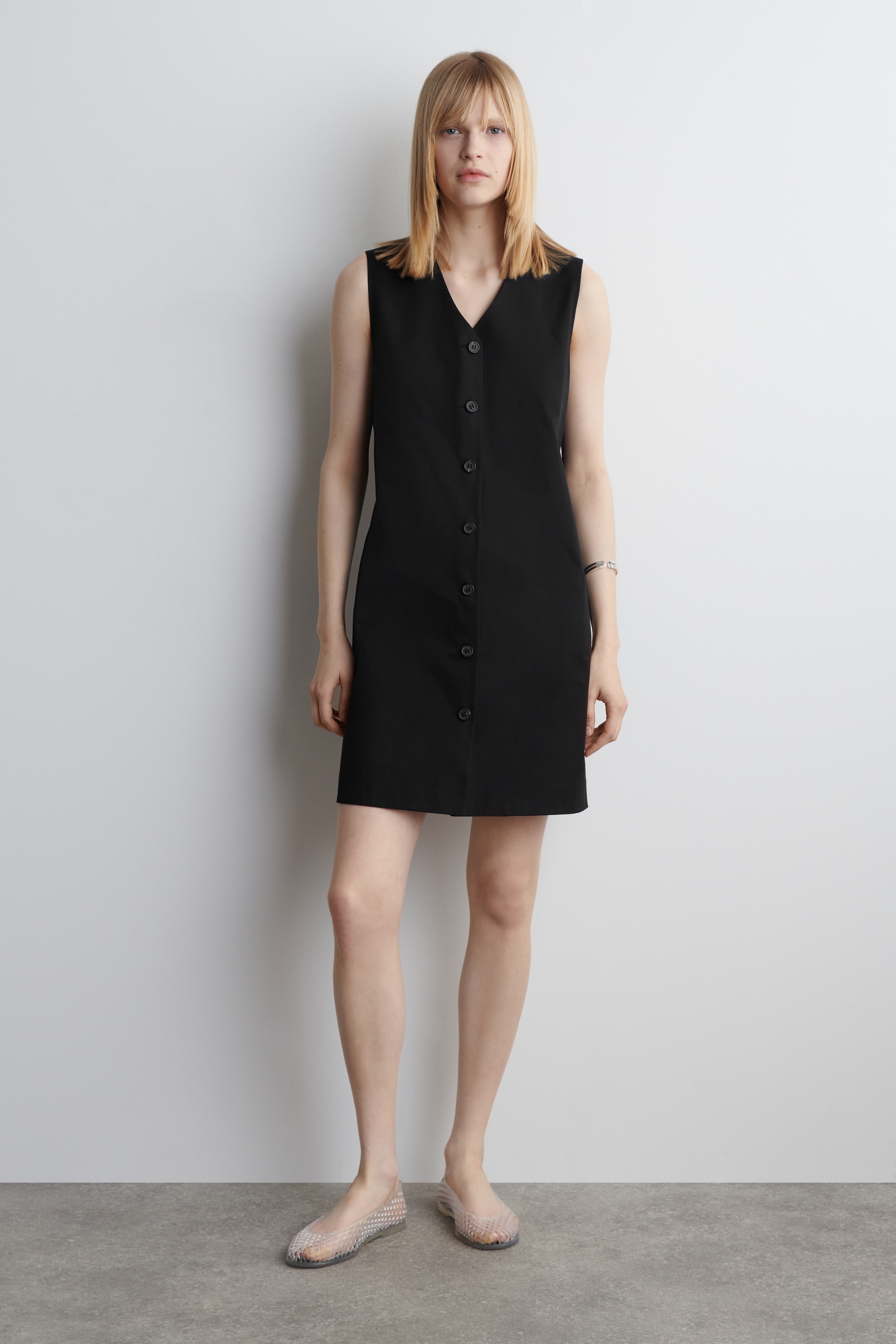 View larger image: BUTTONED PIMA COTTON MINI DRESS - BLACK - Ladies | H&M GB 1