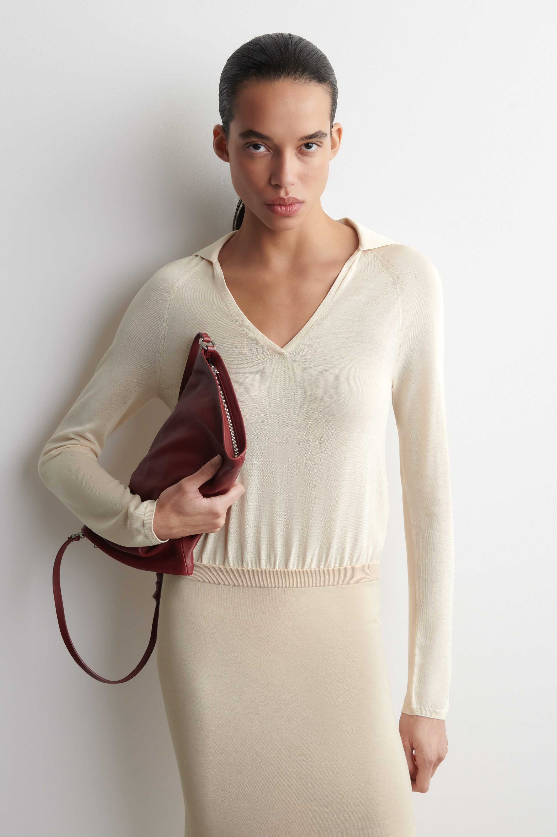 SHEER KNITTED SILK-CASHMERE BODYSUIT - IVORY | COS US