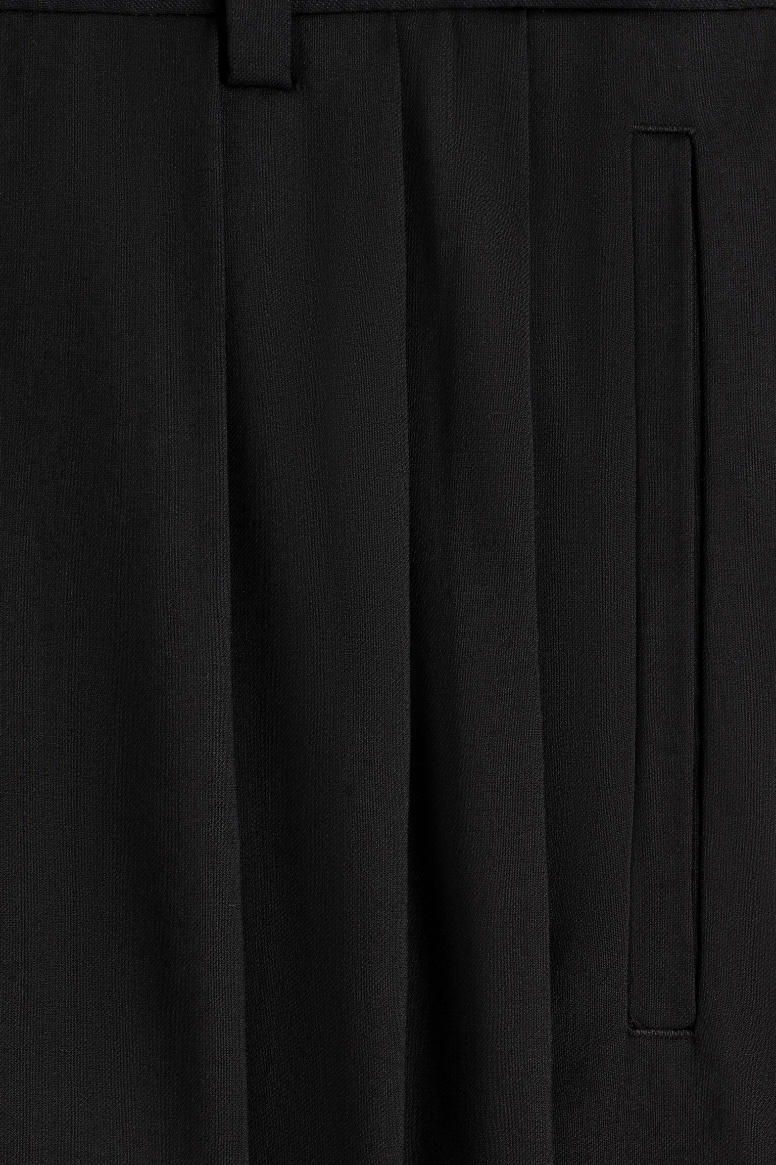 מכנסיים רחבים מצמר עם קפלים - שחור - 3