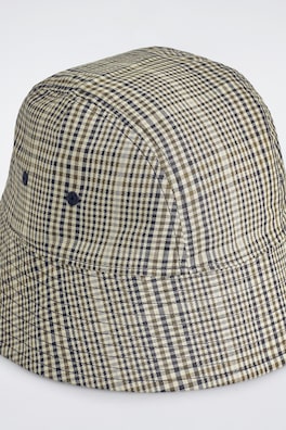 REVERSIBLE BUCKET HAT — BEIGE / CHECKED 3