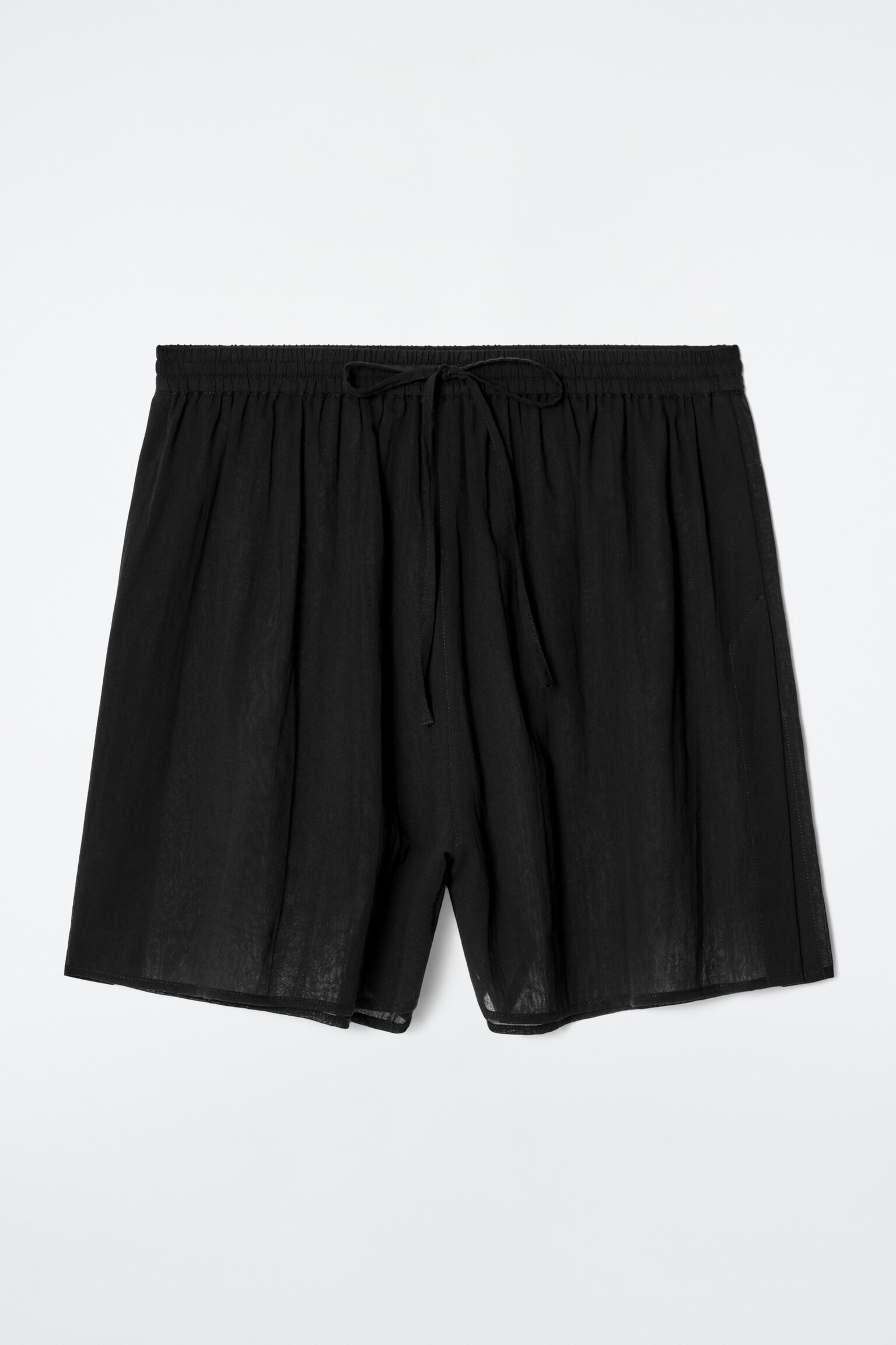PANTALÓN CORTO DE PLAYA ARRUGADO DE ALGODÓN - NEGRO - 2