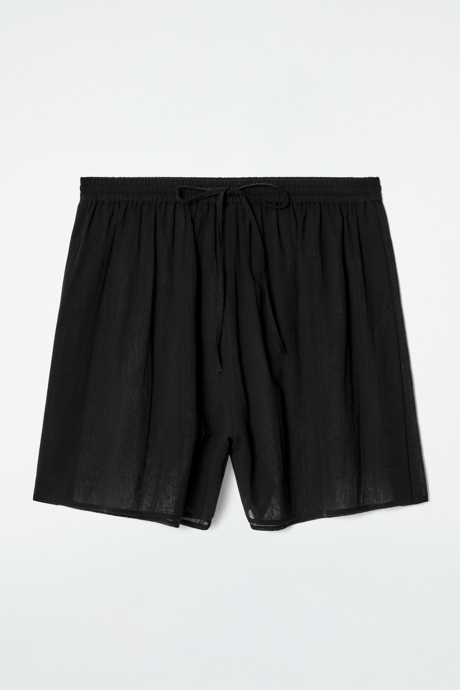 PANTALÓN CORTO DE PLAYA ARRUGADO DE ALGODÓN - NEGRO - 2