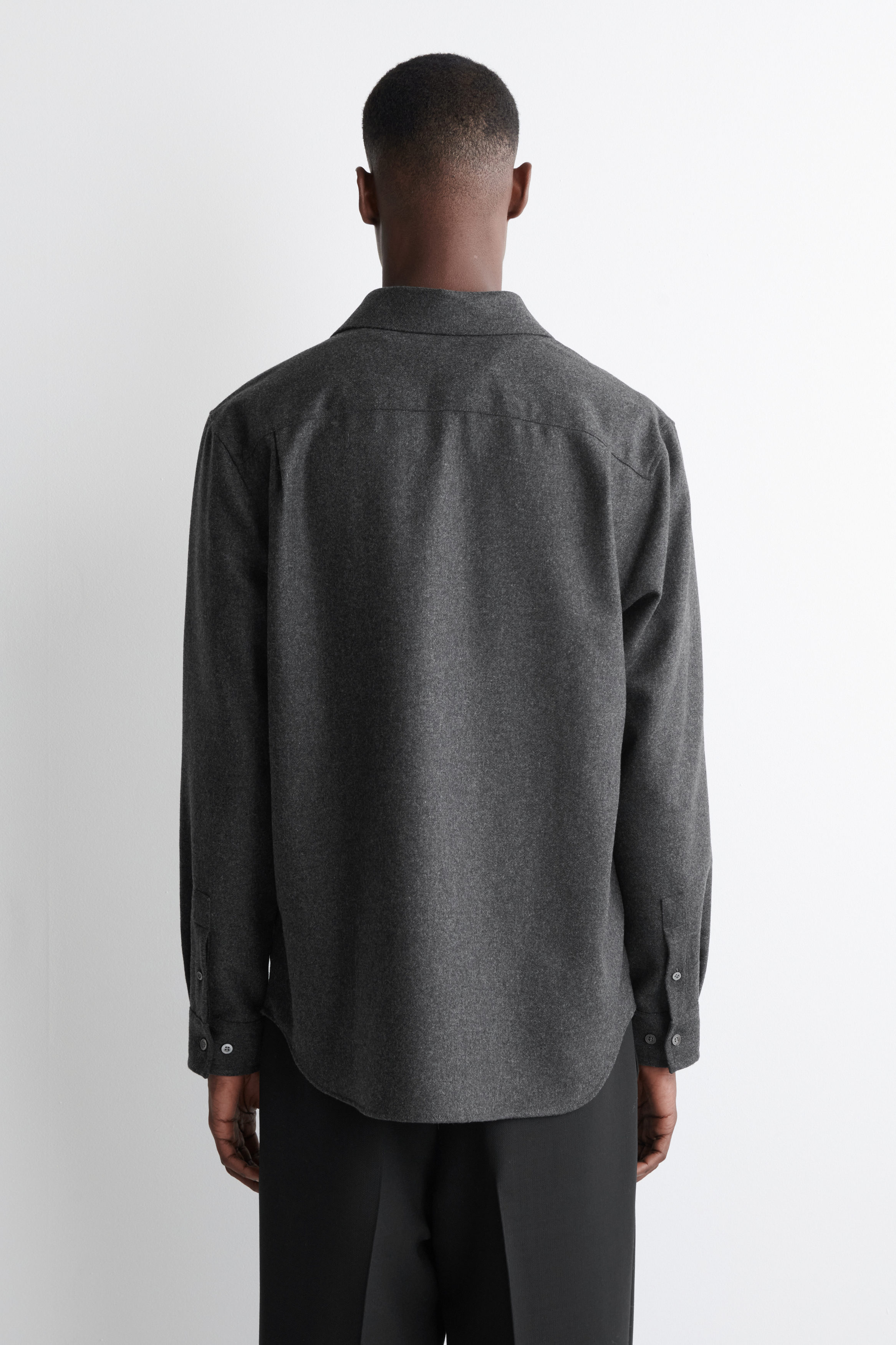 RELAXED WOOL-FLANNEL SHIRT - CHARCOAL MÉLANGE | COS US