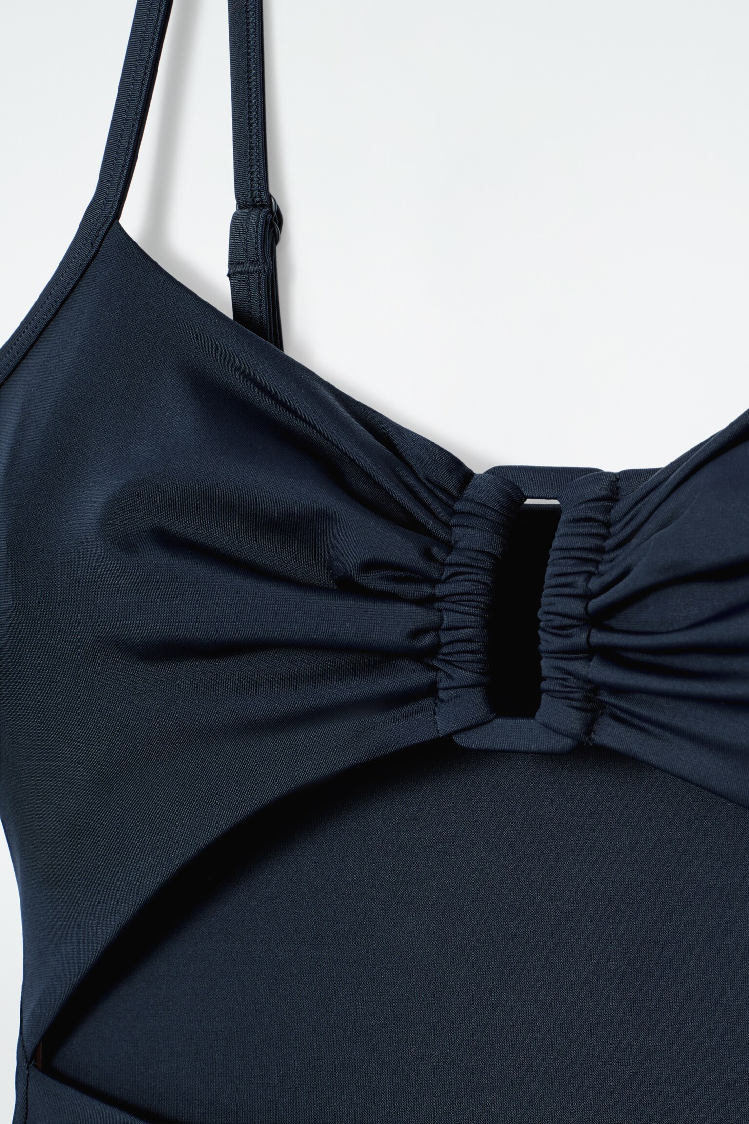 MAILLOT DE BAIN AJOURÉ ET FRONCÉ - BLEU MARINE/ROUGE ROUILLE - 4