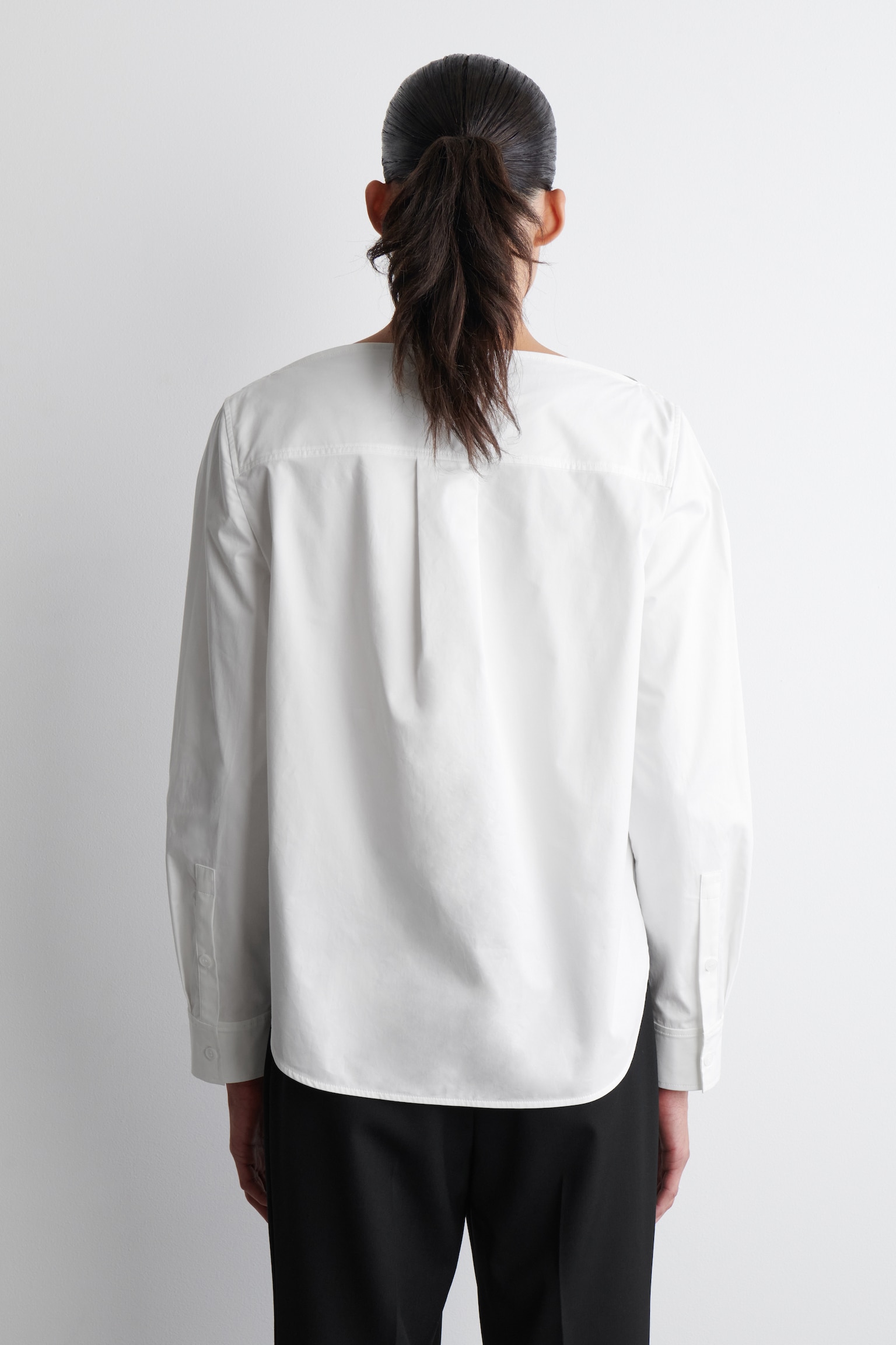CHEMISE À COL BATEAU EN COTON - BLANC - 3
