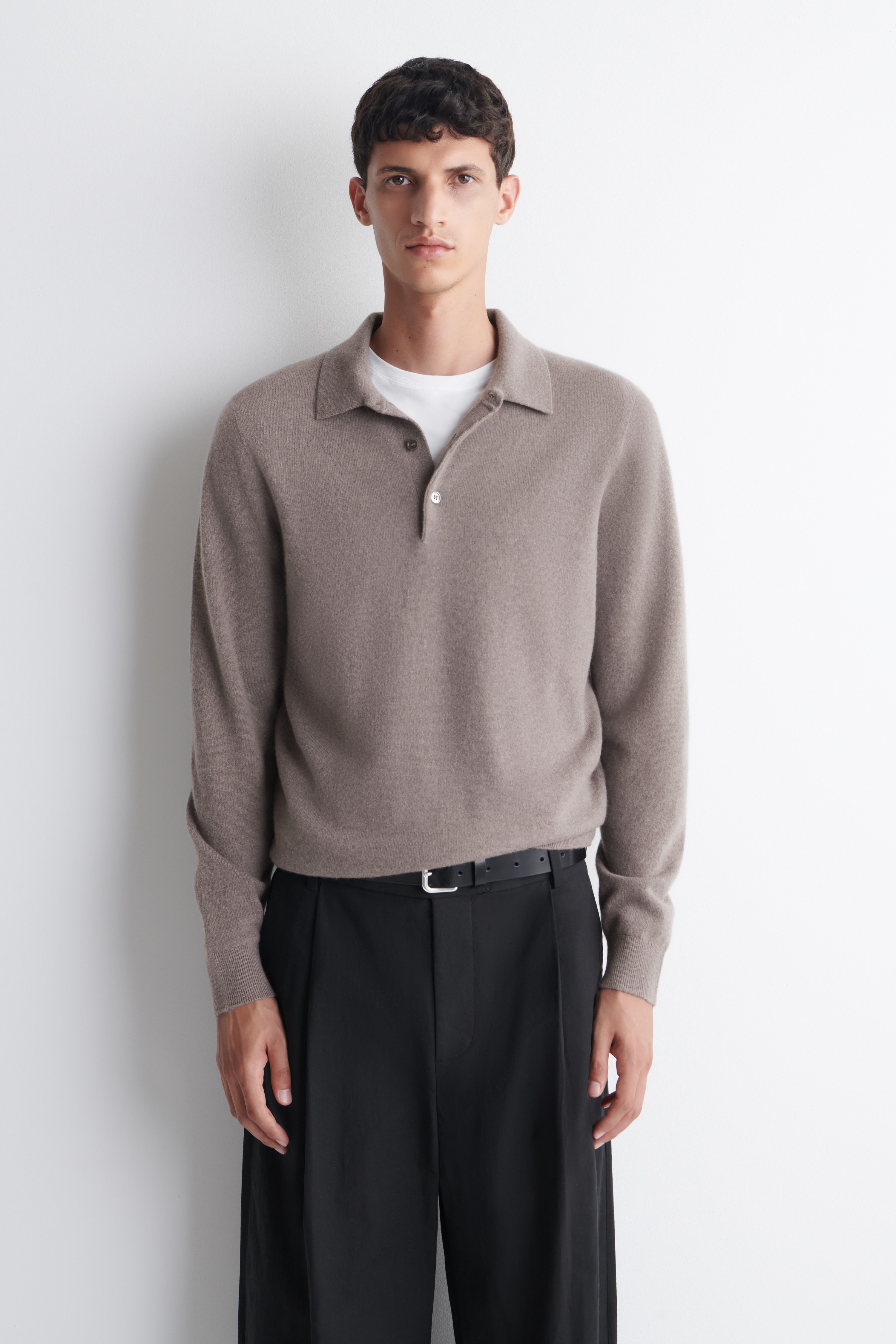 MAGLIONE POLO IN CASHMERE - LILLA LAVATO/GRIGIO MÉLANGE