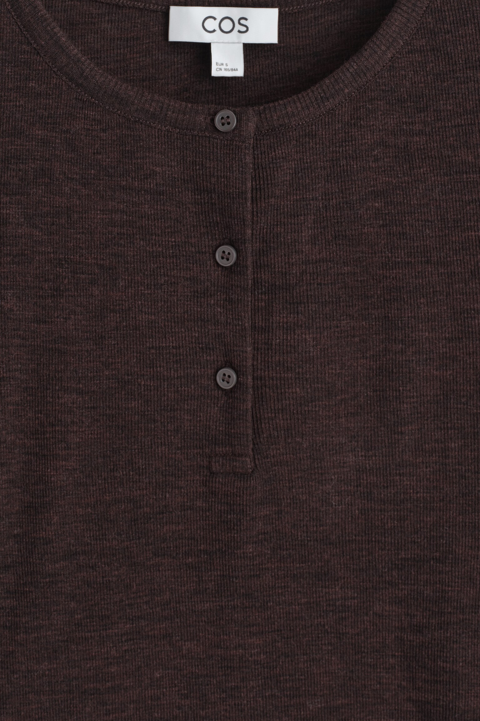 RIBBED WOOL HENLEY TOP - BROWN MÉLANGE/IVORY - 3