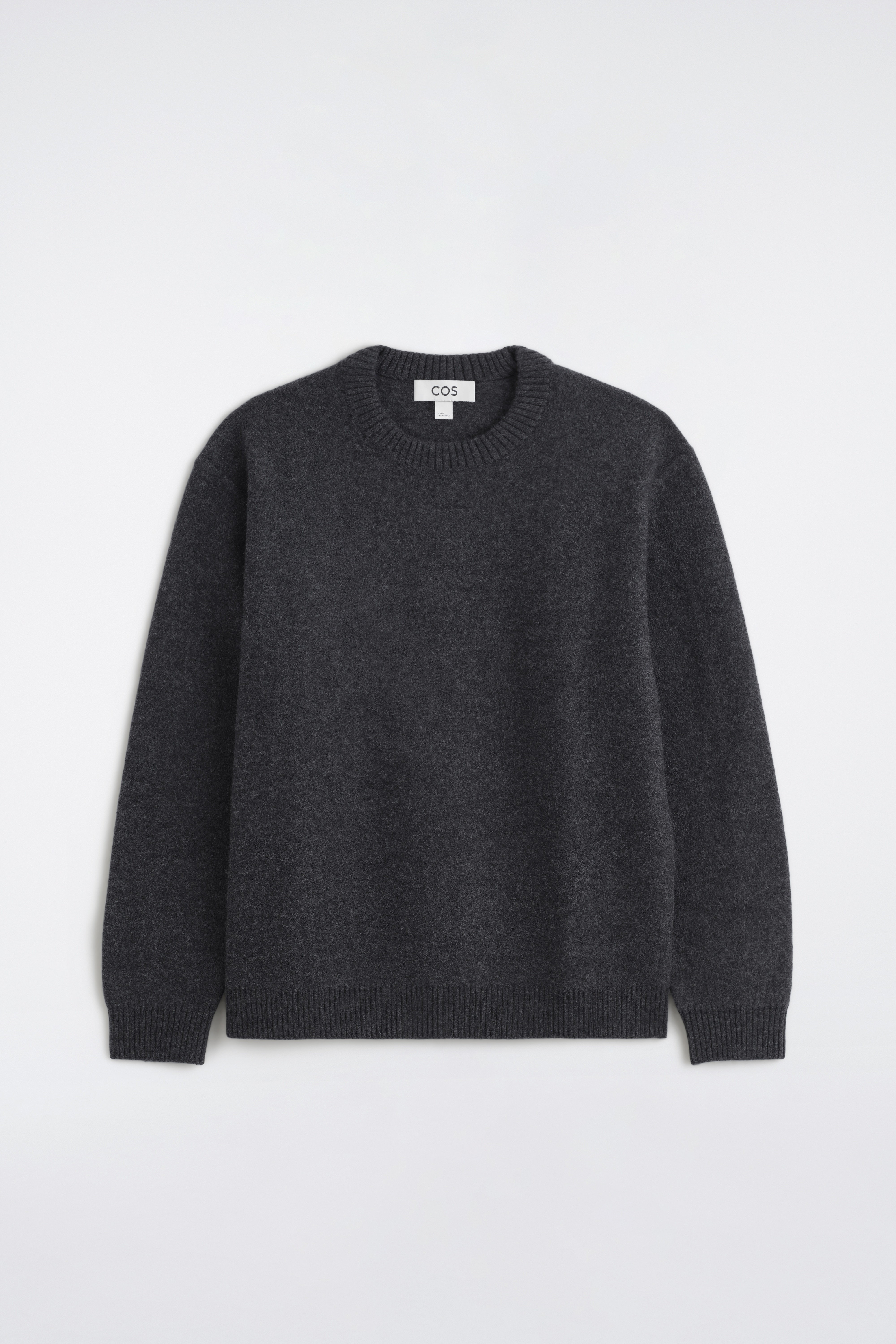 JUMPER I FULDET MERINOULD MED CREWNECK - KOKSGRÅ/BLÅ