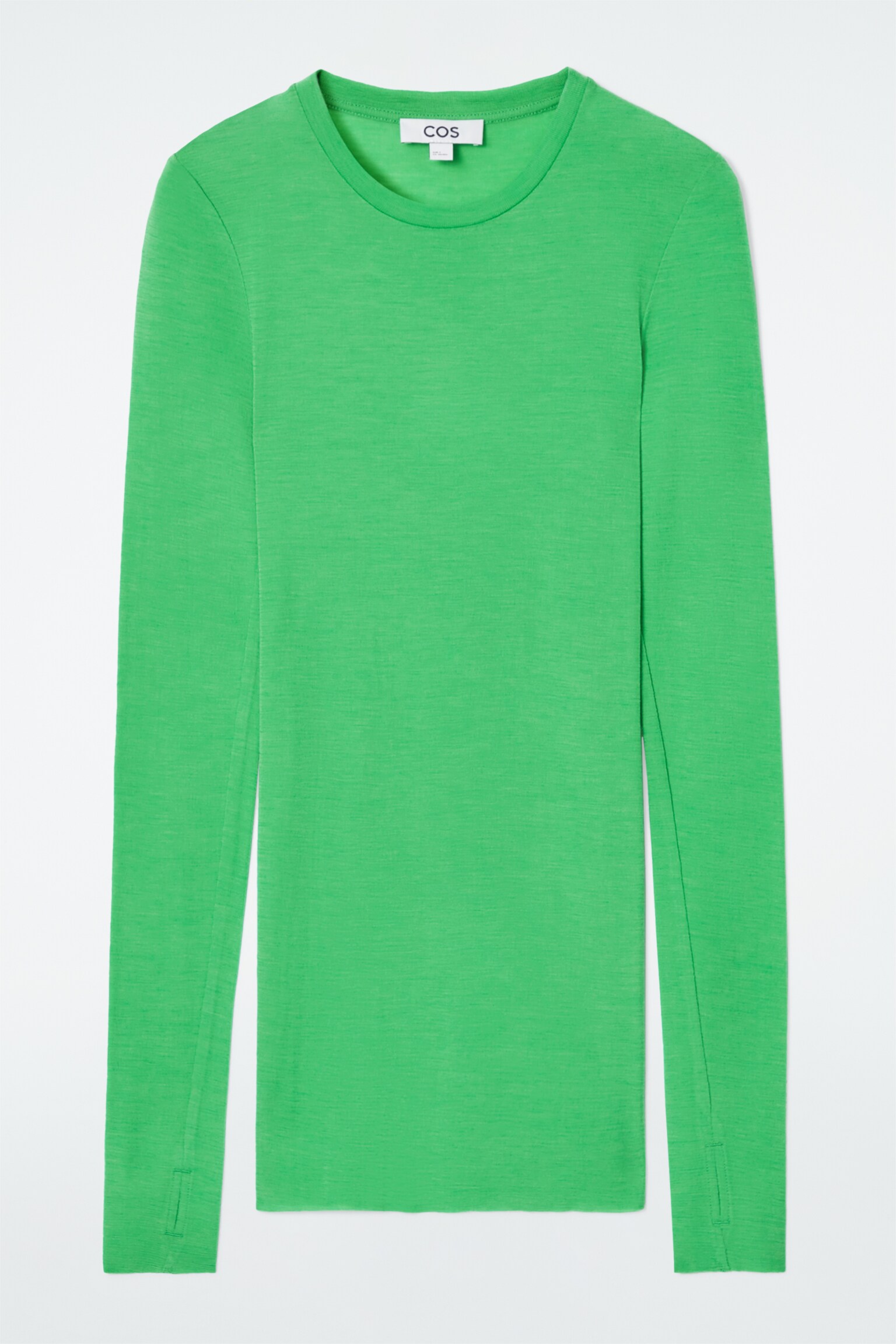 CREW-NECK MERINO WOOL TOP - BRIGHT GREEN/STEEL BLUE/BLACK/OFF-WHITE/LIGHT YELLOW/MULTICOLOURED/MOLE/PEACH/GREEN / STRIPED/BROWN - 1