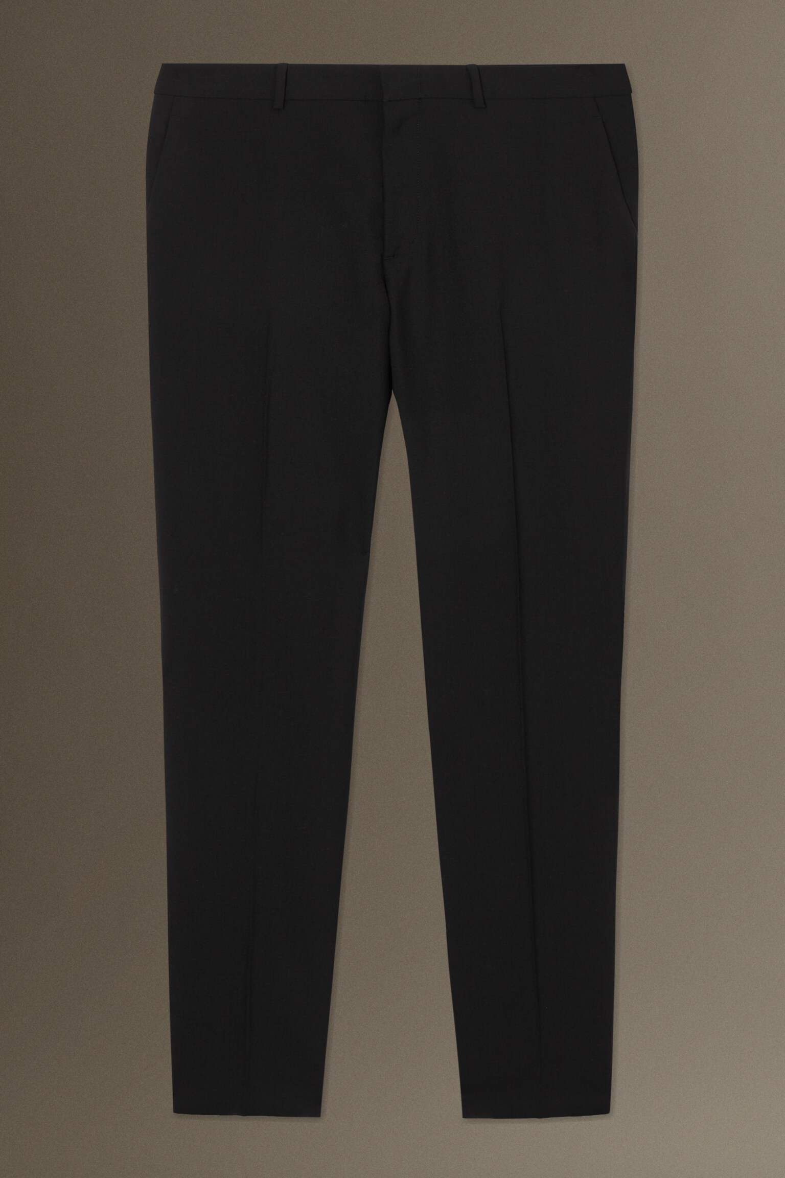 PANTALON SLIM FUSELÉ EN LAINE NATTÉE - NOIR - 1