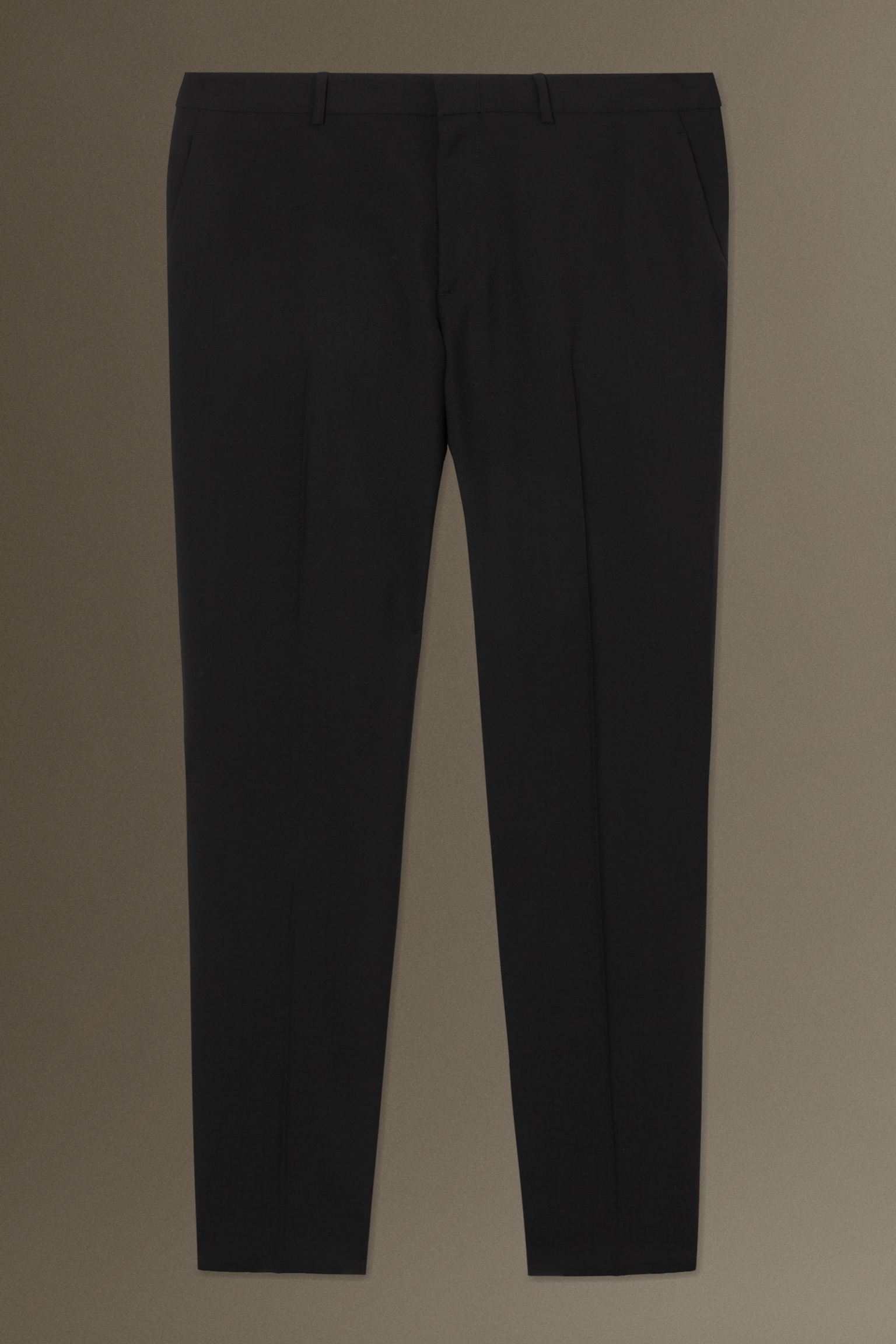 SLIM WOOL-HOPSACK TAPERED TROUSERS - BLACK