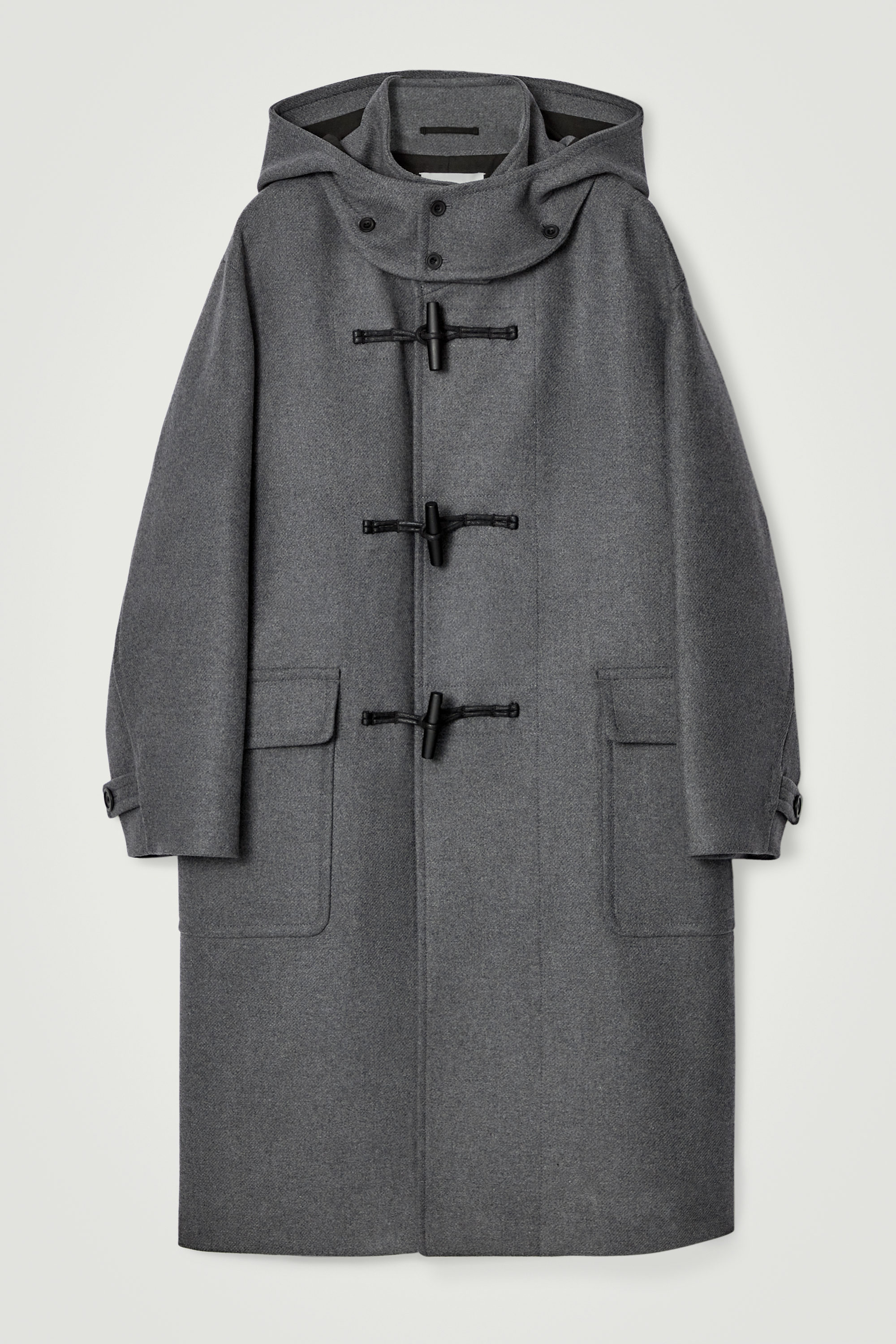 【美品】CALEE DUFFLE COAT Lsize HOODED WOOL DUFFLE COAT - DARK GREY | COS