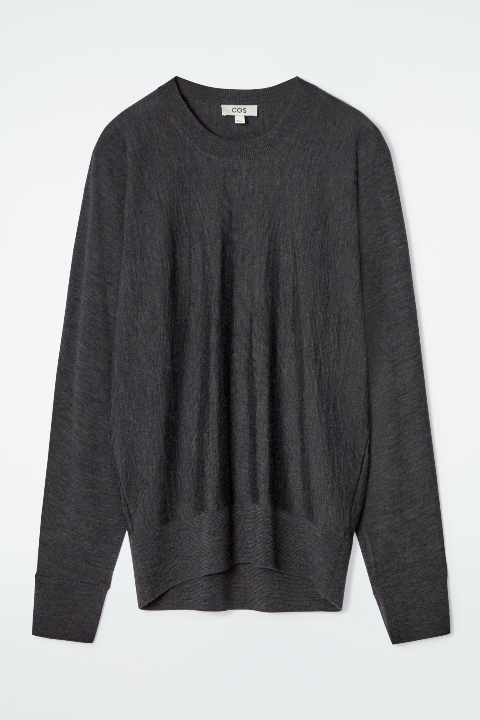 PULL SILHOUETTE ARRONDIE EN LAINE MÉRINOS - GRIS CHINÉ - 2