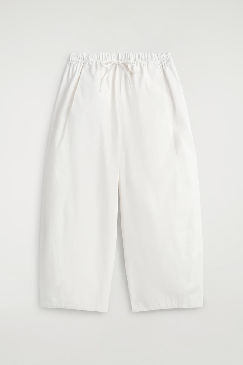 COS Elasticated Barrel-Leg Trousers White Women's Size 44