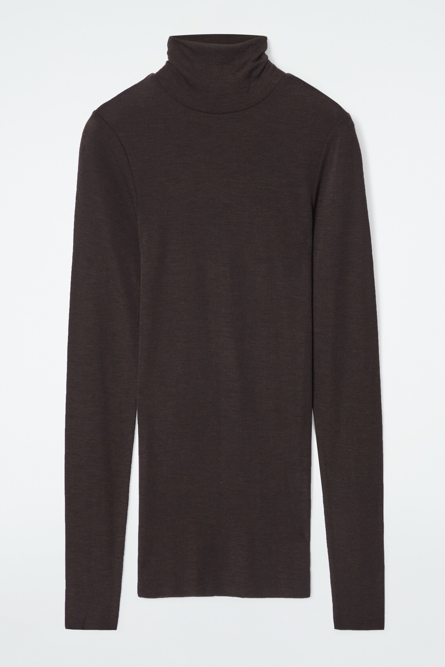 MERINO WOOL TURTLENECK TOP - DARK BROWN/BLACK/ORANGE