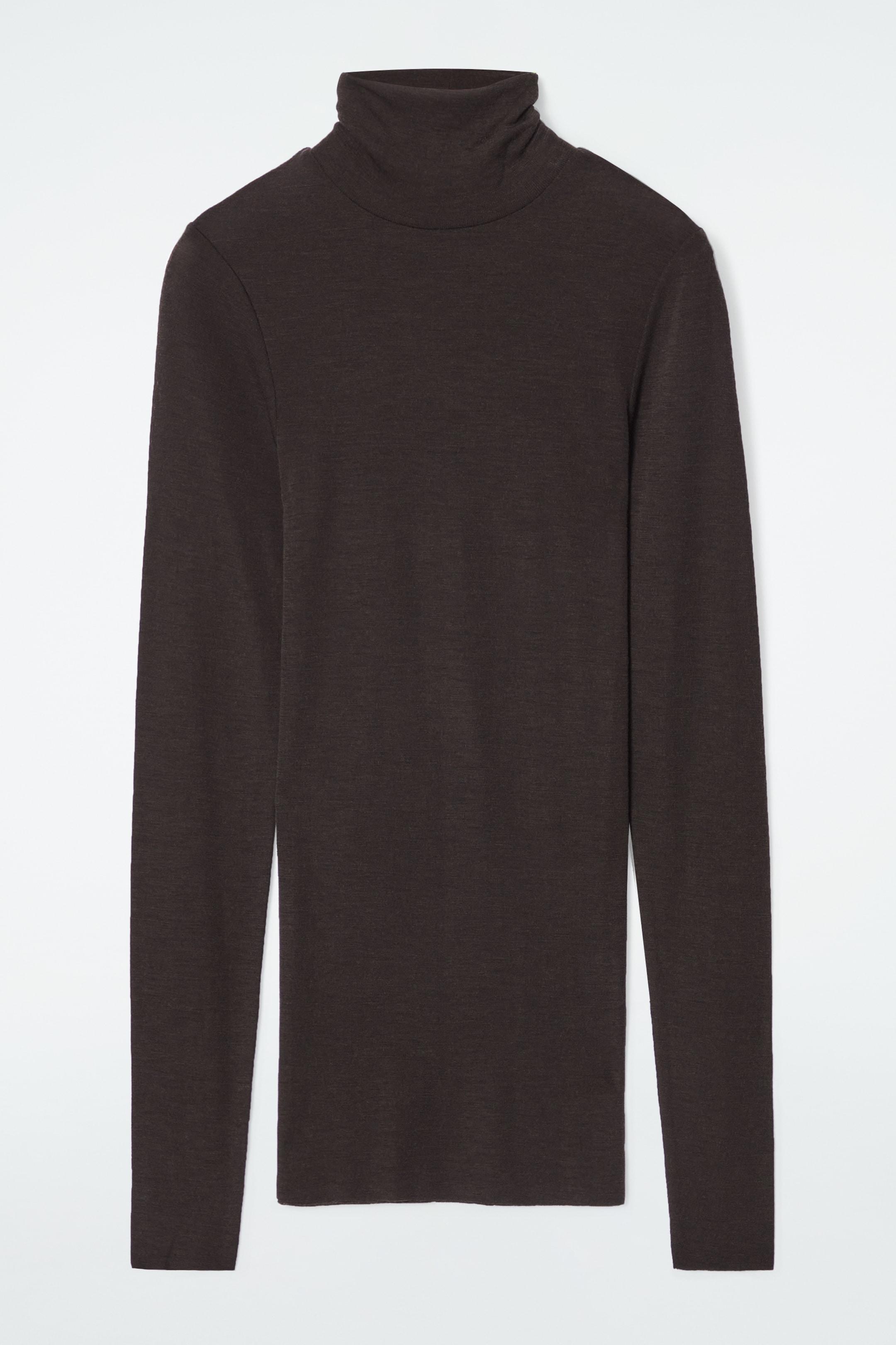 Größeres Bild ansehen: ROLLKRAGENOBERTEIL AUS MERINOWOLLE - DUNKELBRAUN - Ladies | H&M DE 1