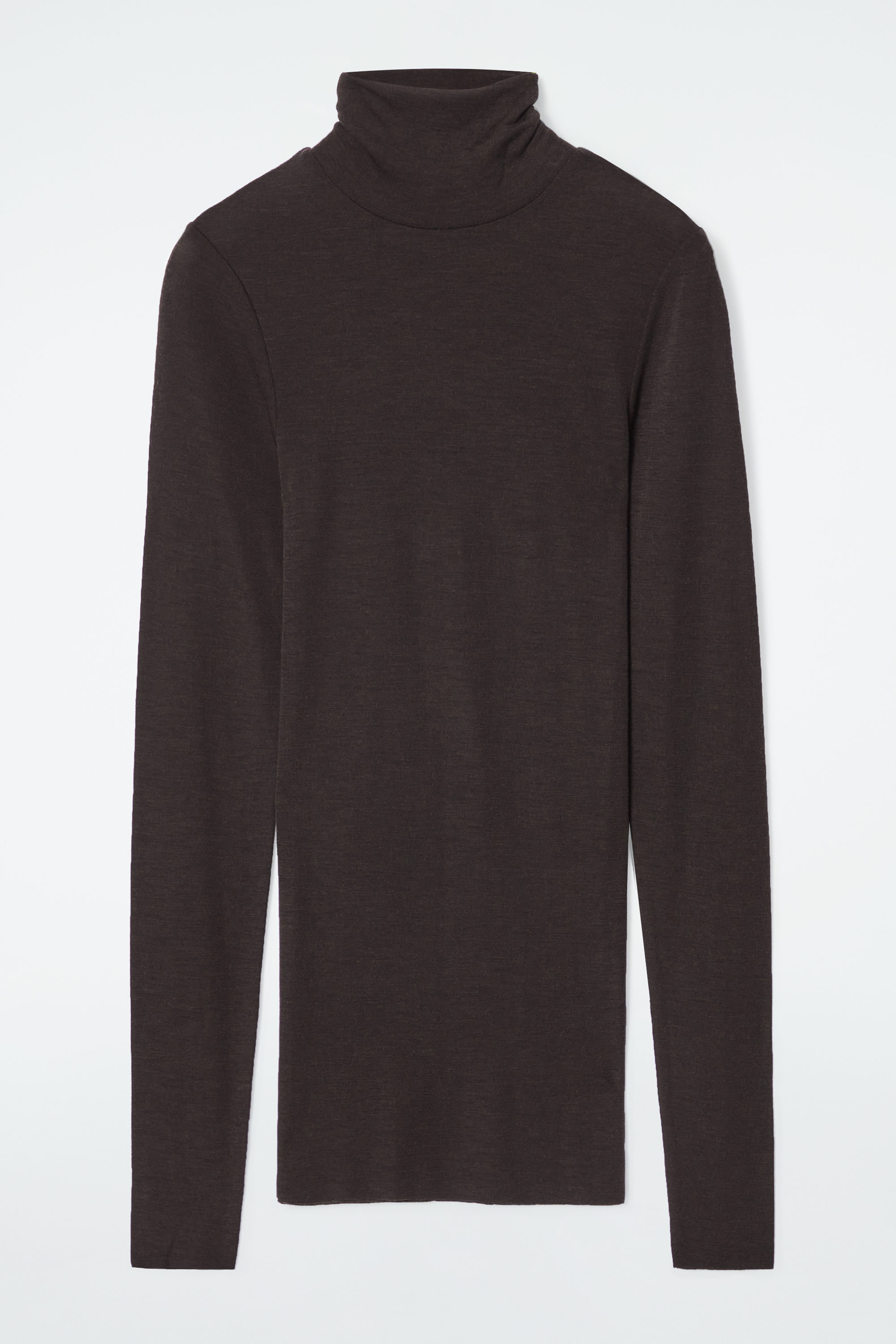MERINO WOOL TURTLENECK TOP - DARK BROWN | COS