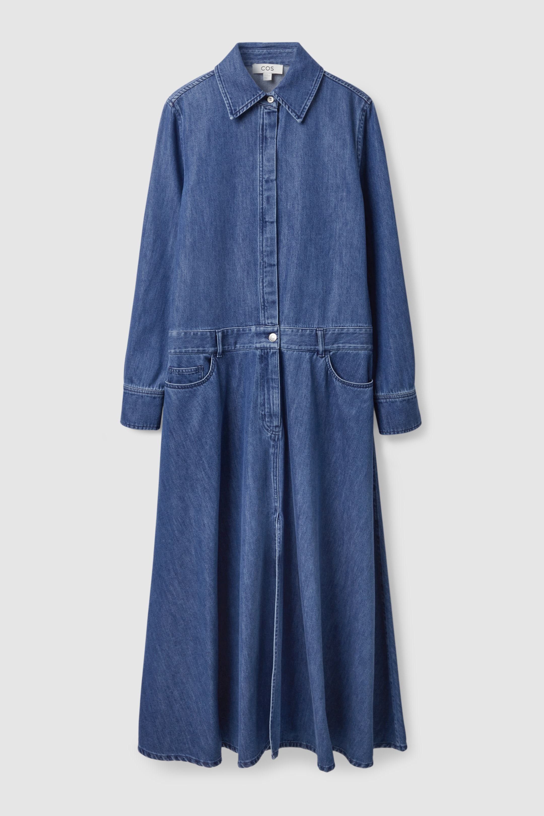 View larger image: DENIM MIDI SHIRT DRESS - DARK BLUE - Ladies | H&M GB 1