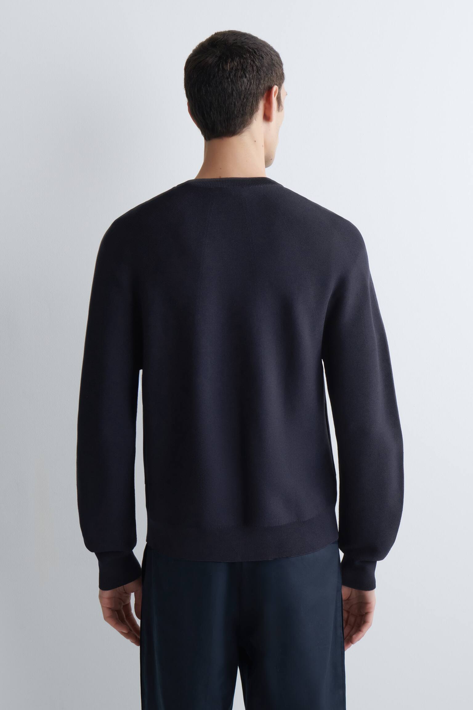 RACER-NECK KNITTED JACKET - כחול כהה - 4