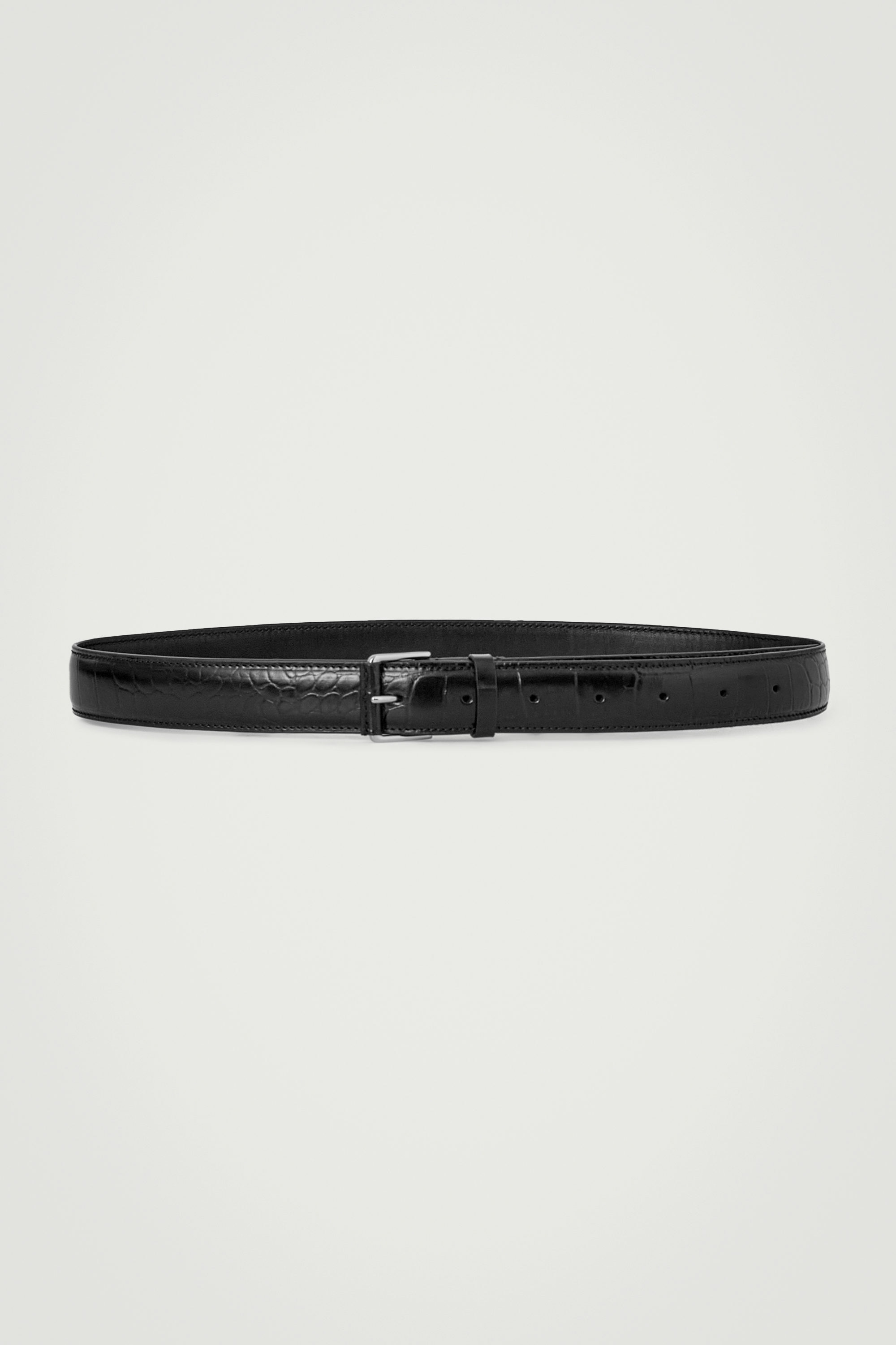 CROC-EFFECT LEATHER BELT - BLACK | COS