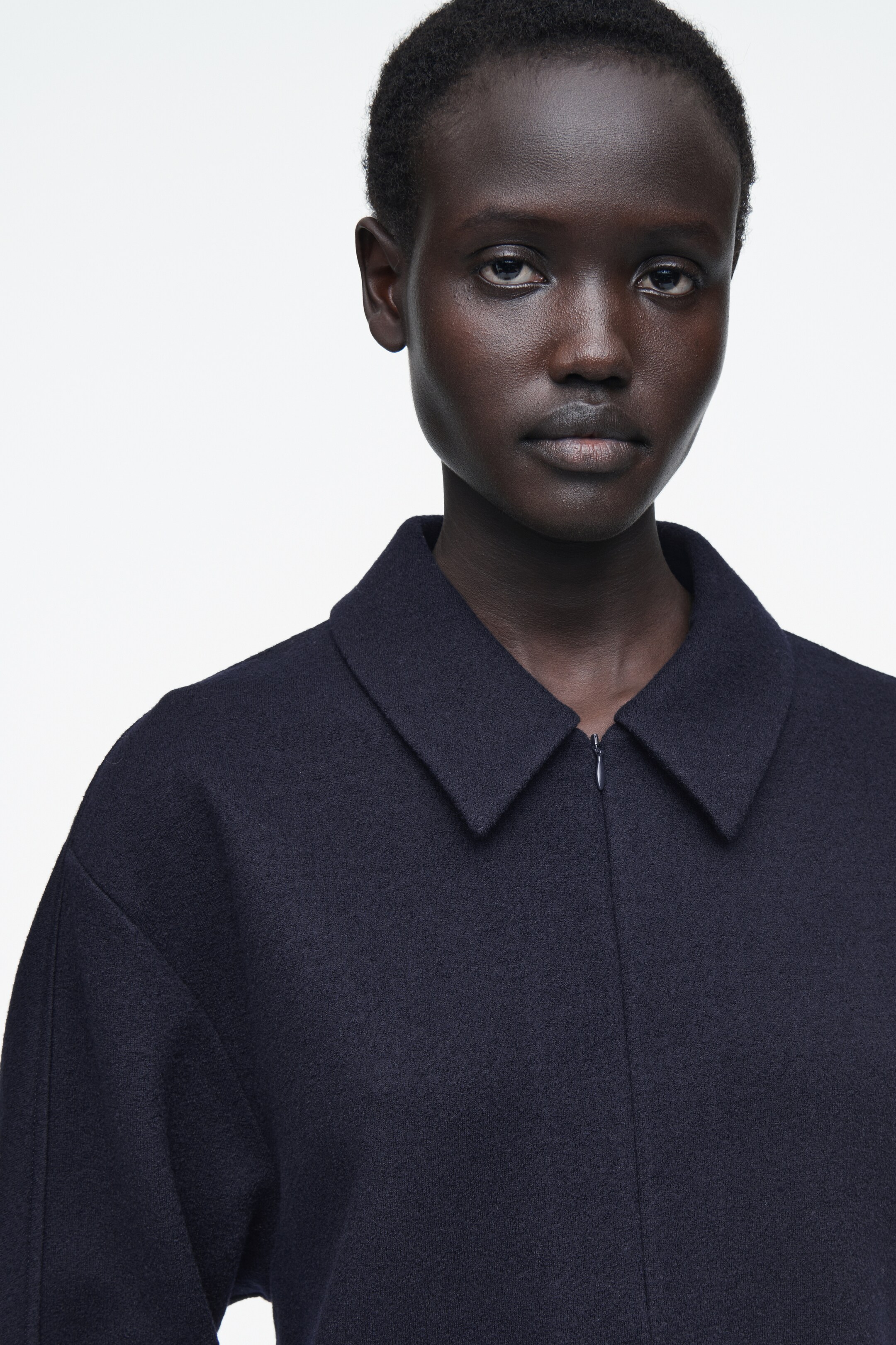 View larger image: BOILED-WOOL ZIP-UP CARDIGAN - NAVY - Ladies | H&M GB 7