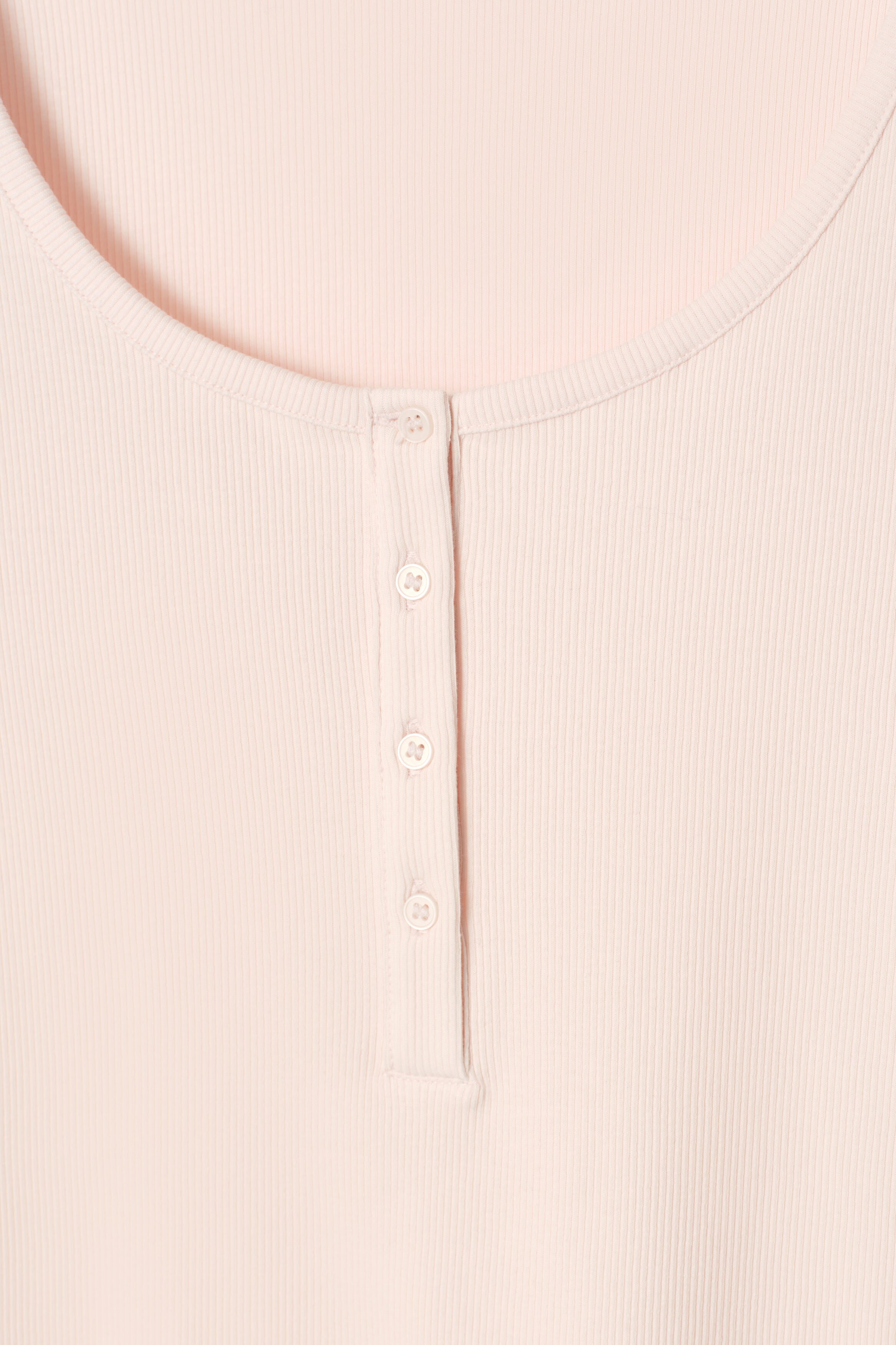 RIBBED HENLEY T-SHIRT - LIGHT PINK | COS