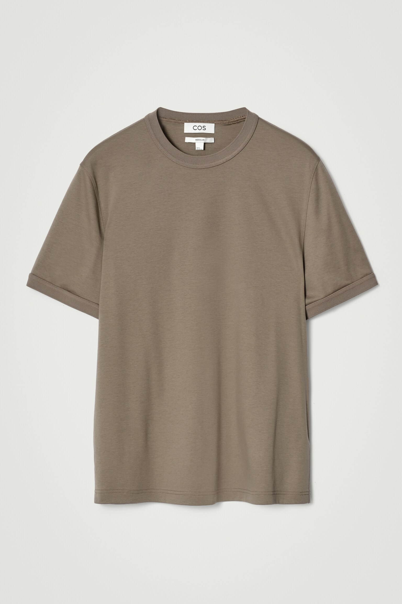 T-SHIRT REGULAR EN COTON MERCERISÉ - TAUPE FONCÉ - 2