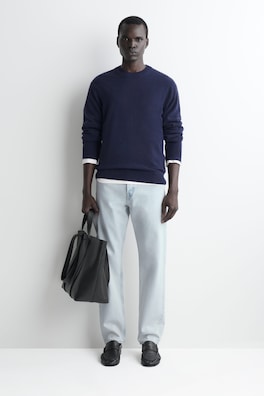 PURE CASHMERE CREW-NECK SWEATER — MIDNIGHT BLUE 2