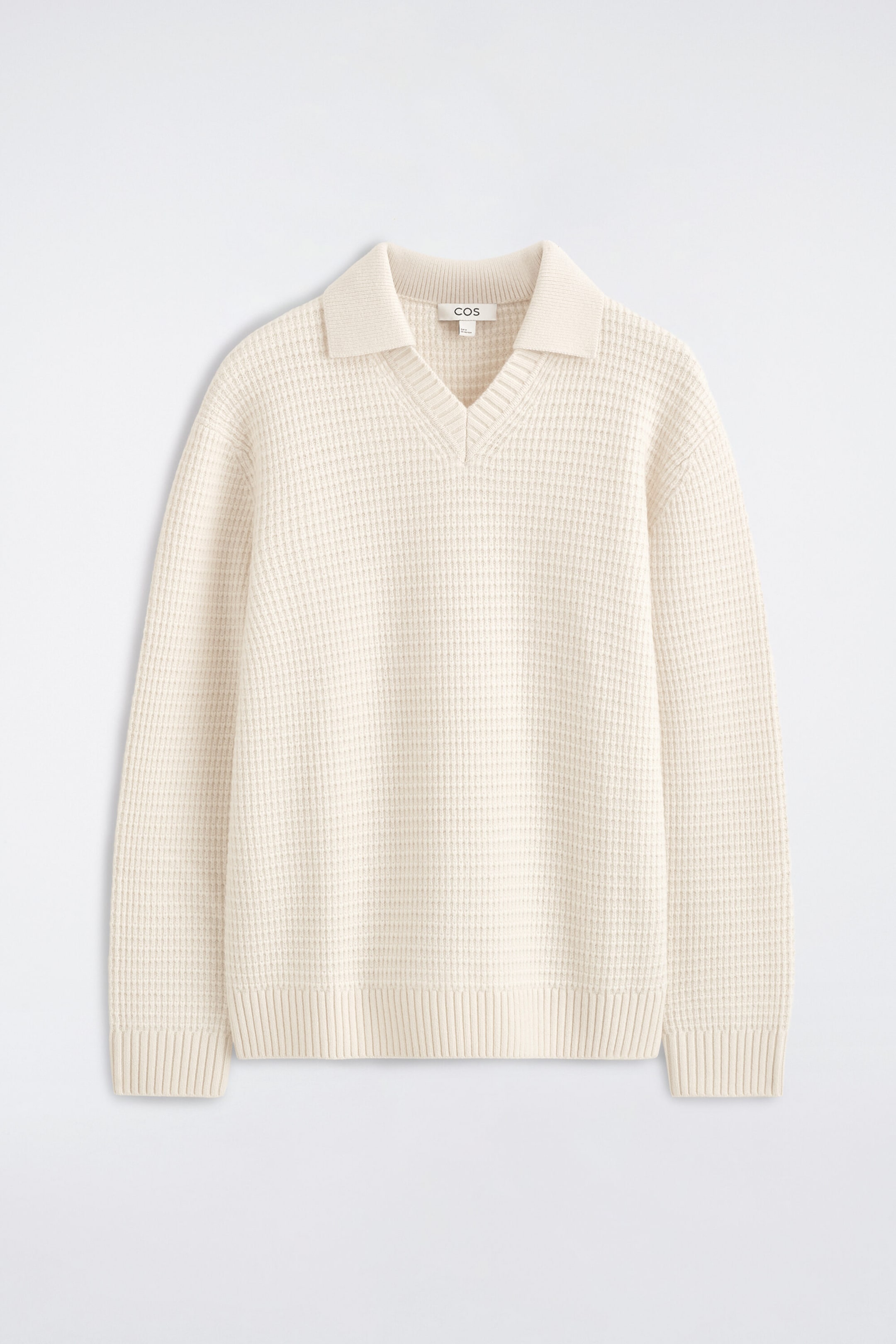Pull polo en laine à maille gaufrée