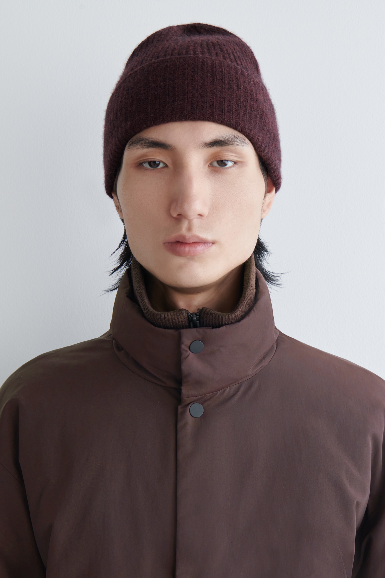 WOOL-CASHMERE BEANIE - BORDEAUX MÉLANGE