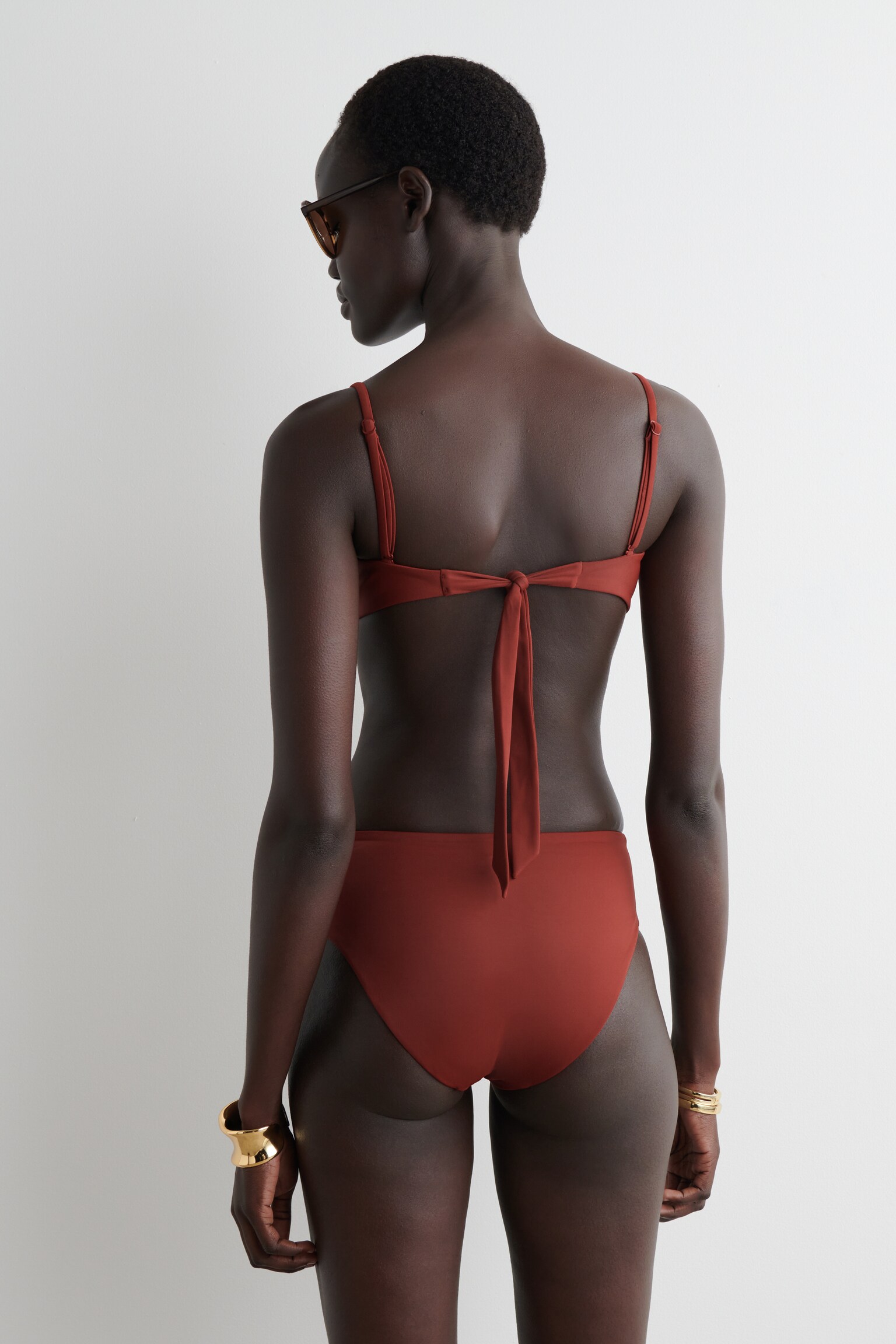 HIGH-WAISTED BIKINI BRIEFS - RUST RED/BLUE - 5