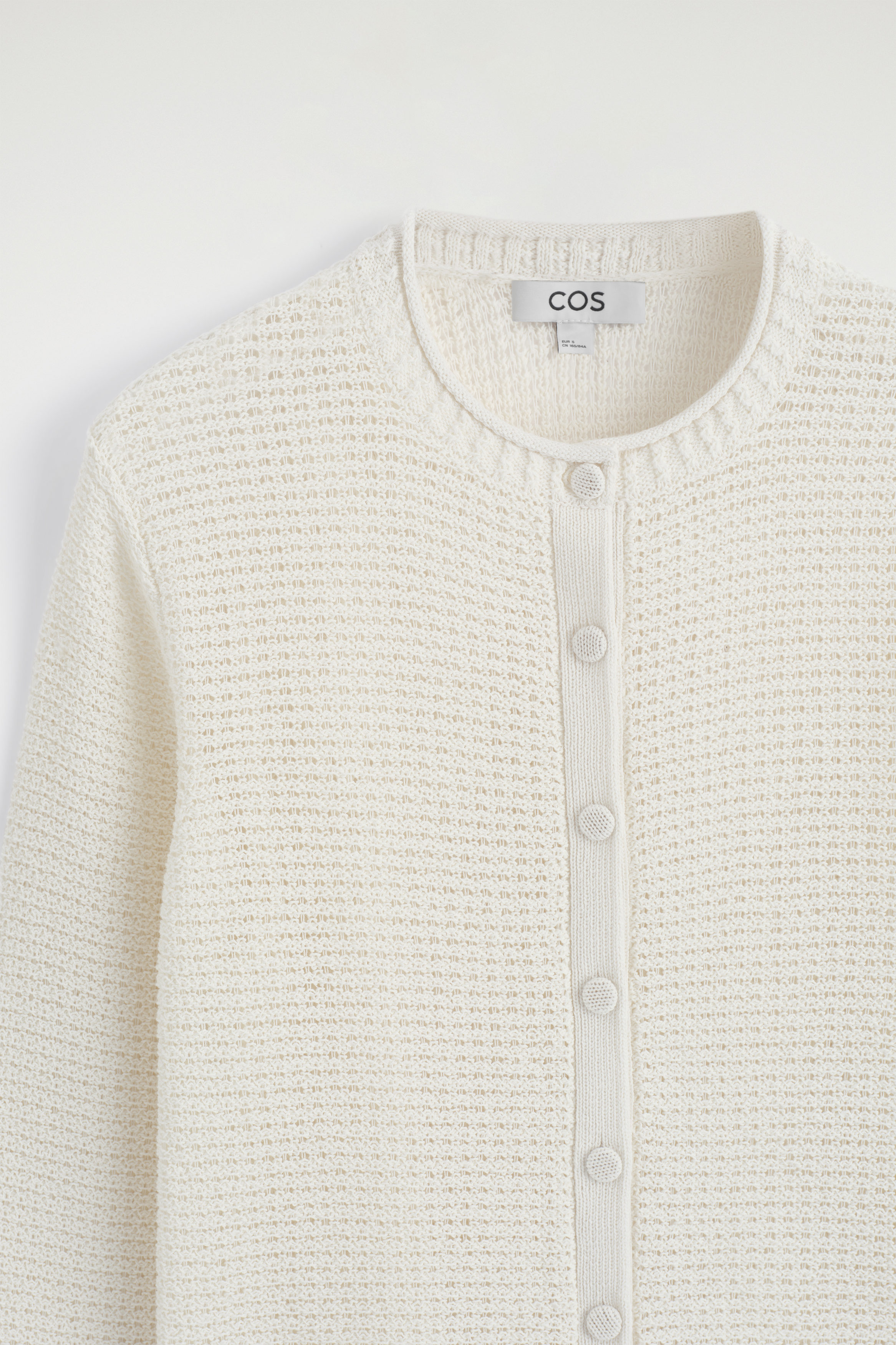 TEXTURED KNITTED COTTON CARDIGAN - WHITE | COS US