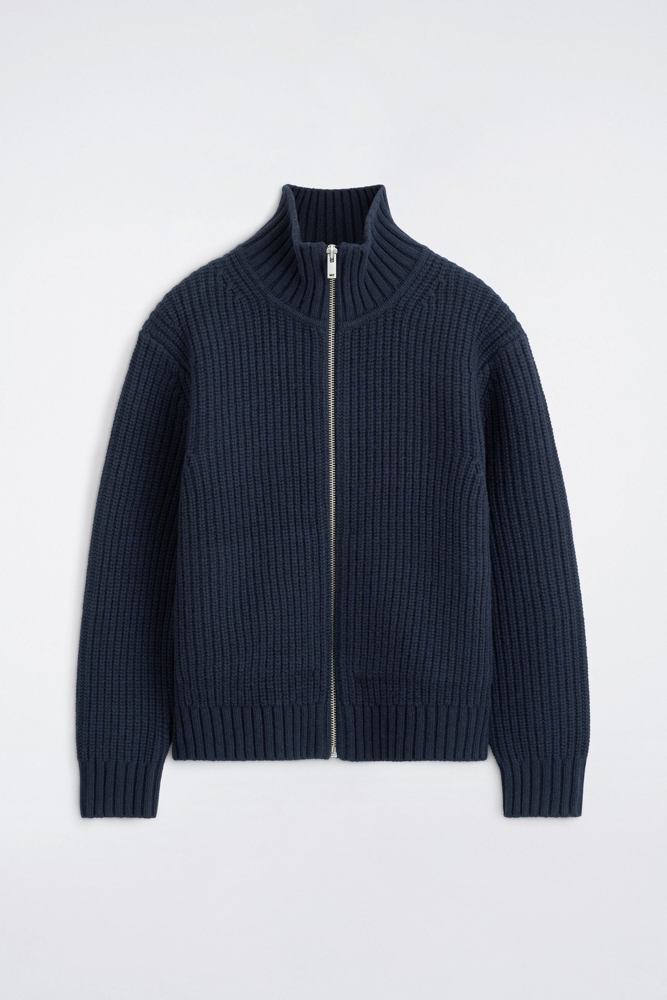 FUNNEL-NECK KNITTED WOOL JACKET