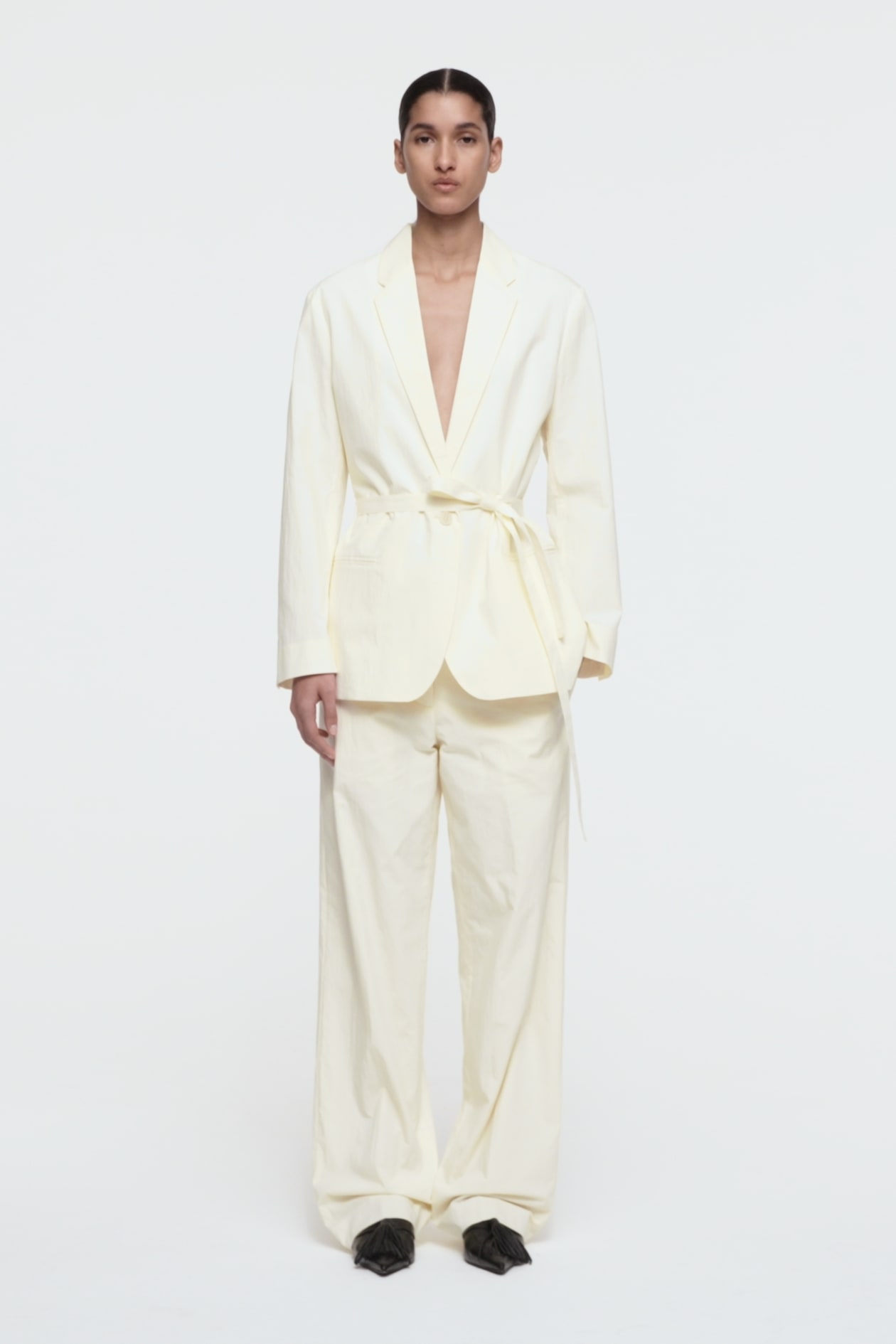 TAILORED COTTON STRAIGHT-LEG PANTS