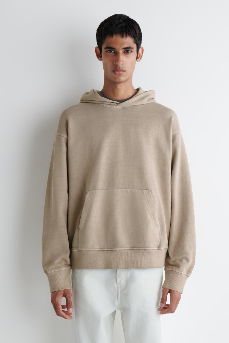 Cos Washed Cotton-jersey Hoodie In Sand