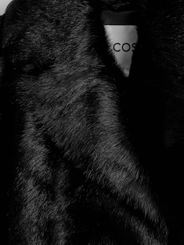 COLLARED PONY HAIR-EFFECT LEATHER JACKET — BLACK 6