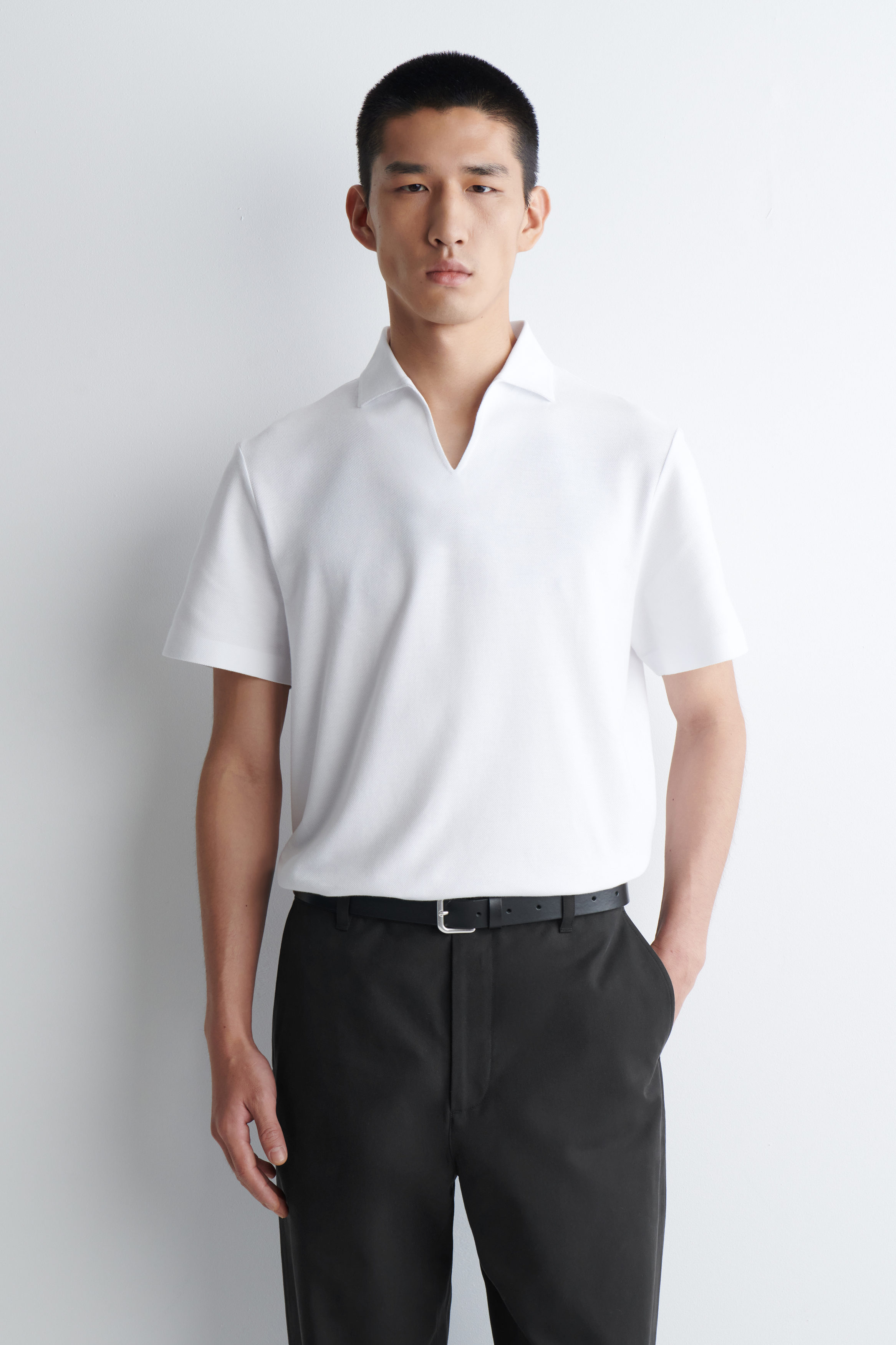 トップス Herlipto Pique Polo Knit Top white Herlipto Pique Polo Knit Top white