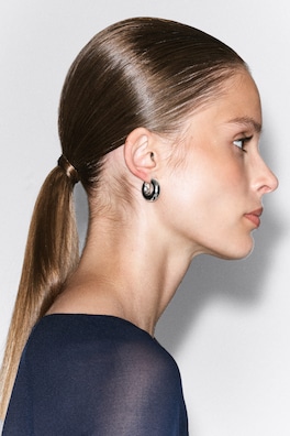 MINI CHUNKY HOOP EARRINGS — SILVER 2