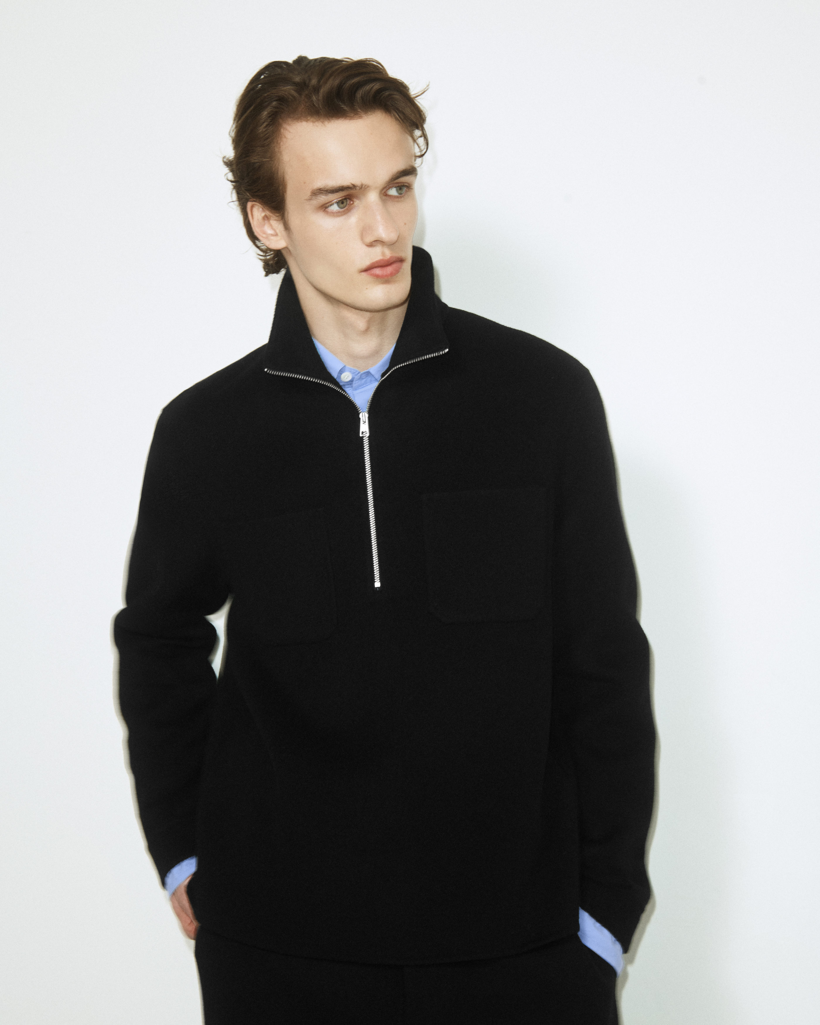 DOUBLE-FACED WOOL ZIP-UP SWEATSHIRT - BLACK | COS US
