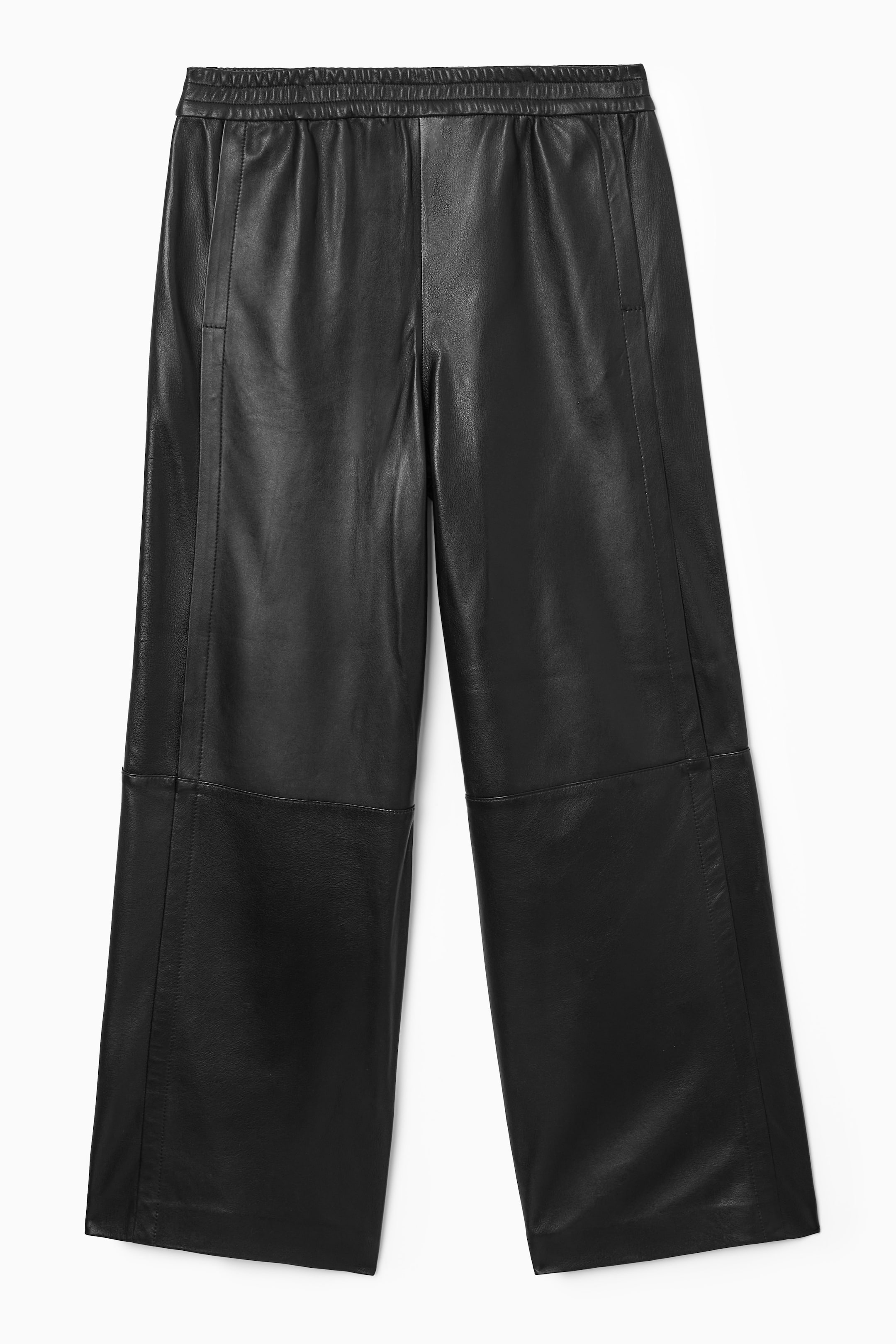View larger image: STRAIGHT-LEG ELASTICATED LEATHER TROUSERS - BLACK - Ladies | H&M GB 1