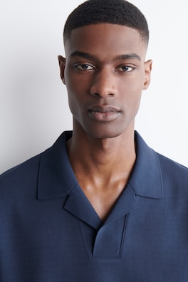 JERSEY-BONDED COTTON-TWILL POLO SHIRT — NAVY 5