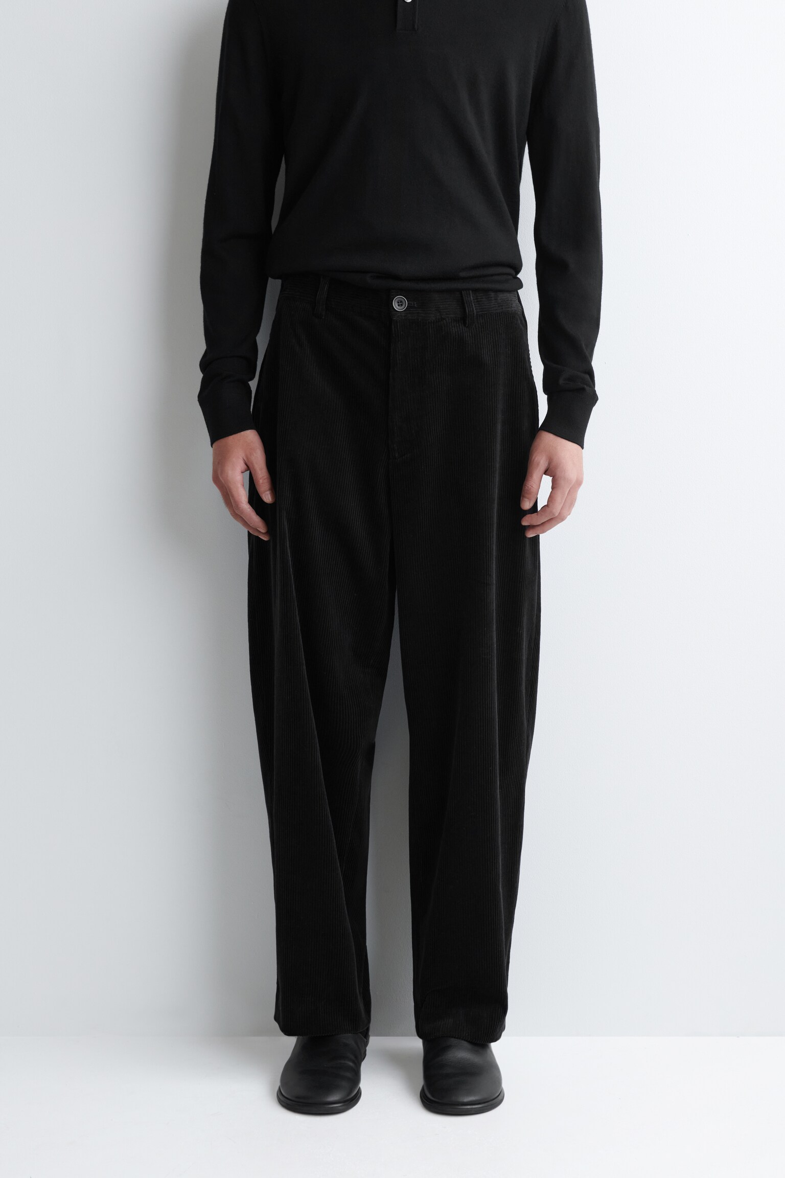 PANTALONES DE PANA DE PERNERAS ANCHAS - NEGRO/TURQUESA OSCURO - 8