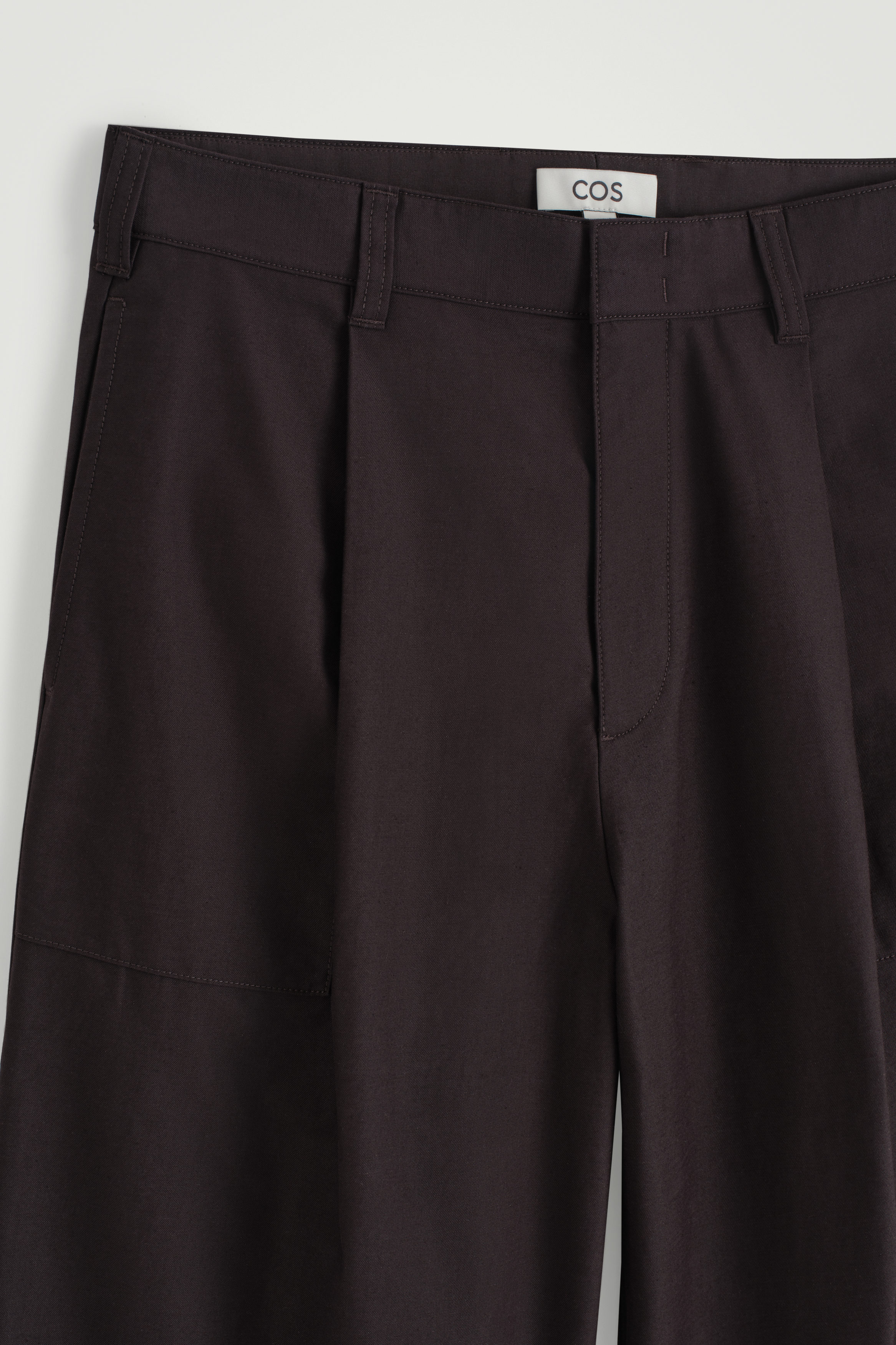 WIDE-LEG COTTON-TWILL PANTS - DARK BROWN | COS