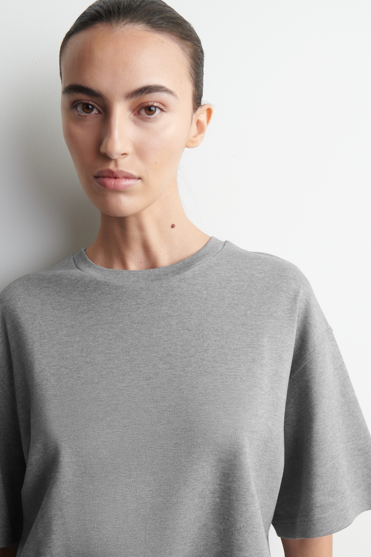 OVERSIZED BOXY COTTON T-SHIRT — GREY MÉLANGE