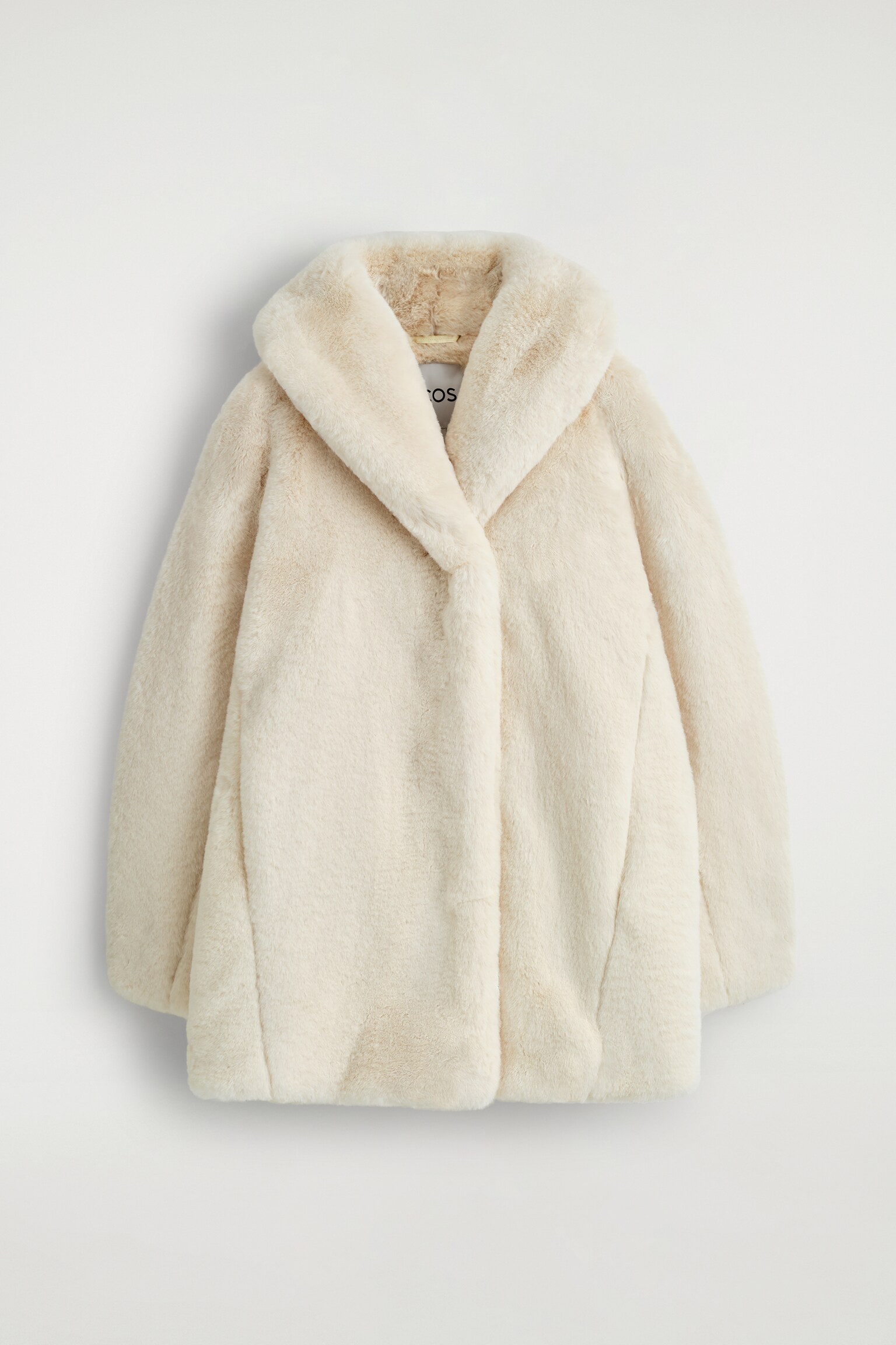 GIACCA CON COLLO A SCIALLE IN PELLICCIA SINTETICA - BEIGE CHIARO - 2