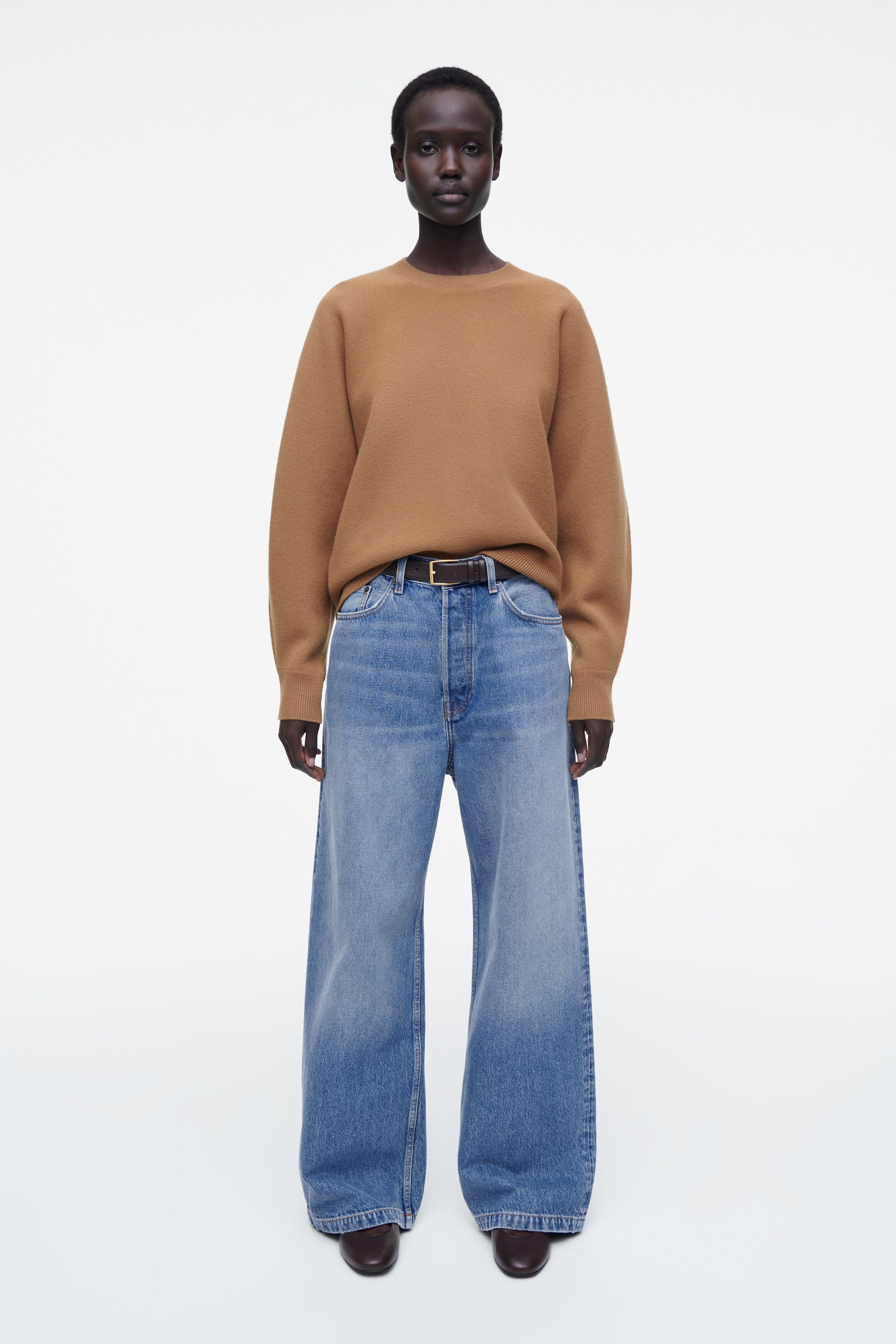 Ver imagem maior: CAMISOLA ARREDONDADA EM LÃ DUPLA FACE - CAMELO - SENHORA | H&M PT 2