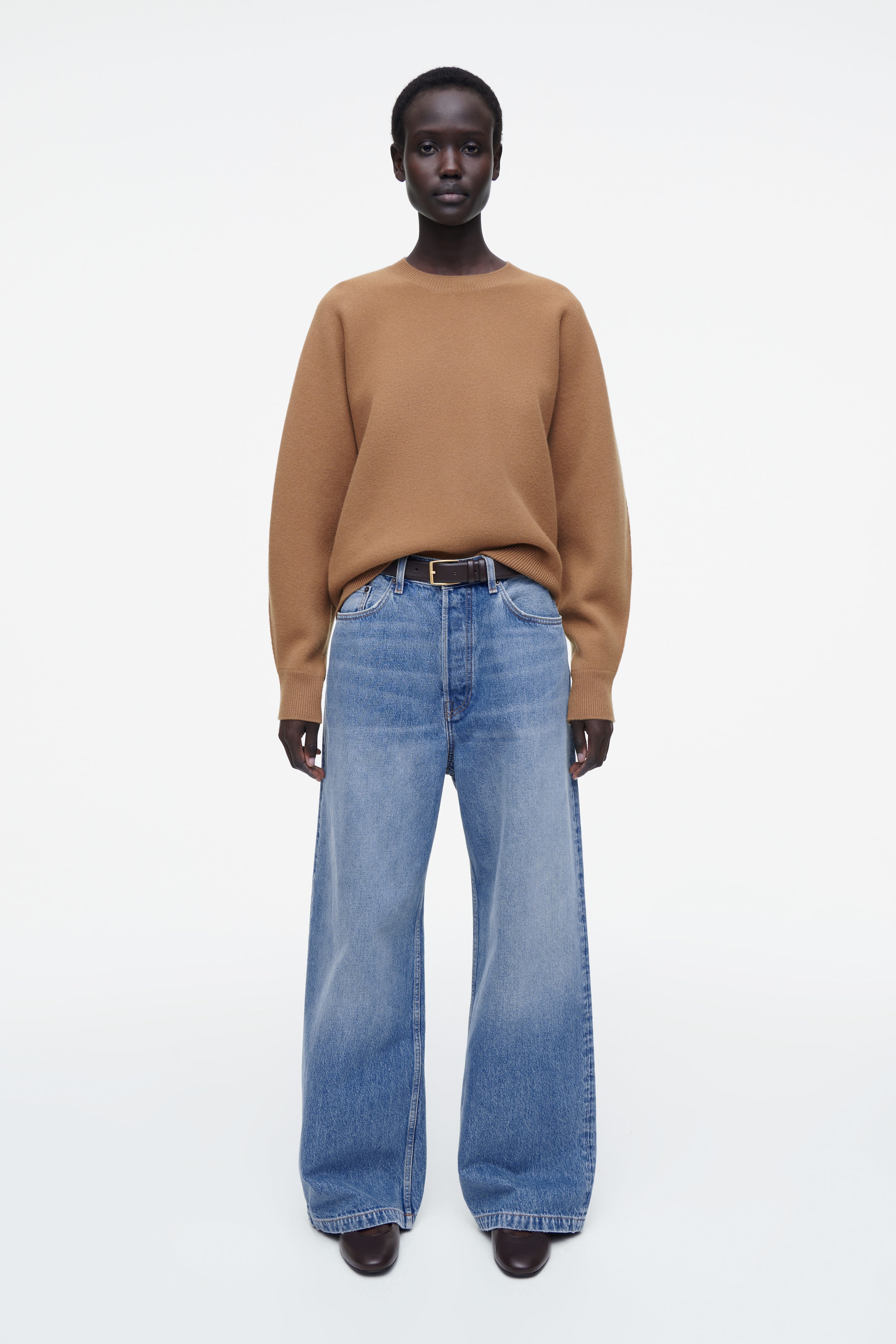 ROUNDED DOUBLE-FACED WOOL SWEATER