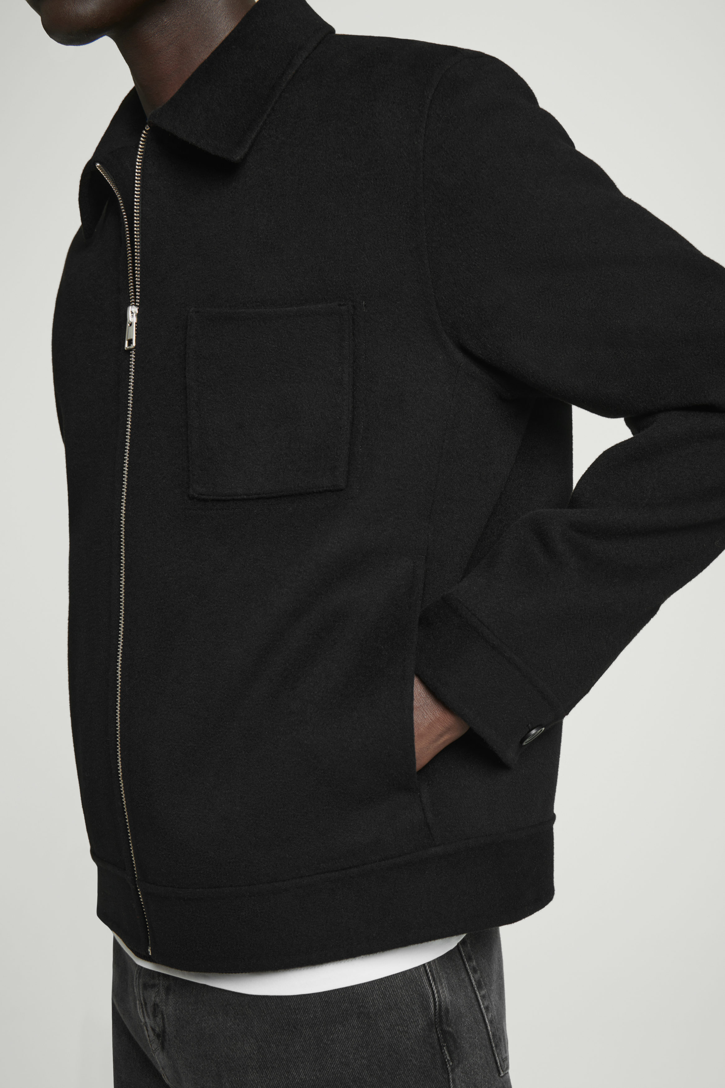 ジャケット・アウター 24AW WOOL HARRINGTON JACKET BLACK M OPPOSE DUALITY - 【24AW】パネル ハリントン コットン