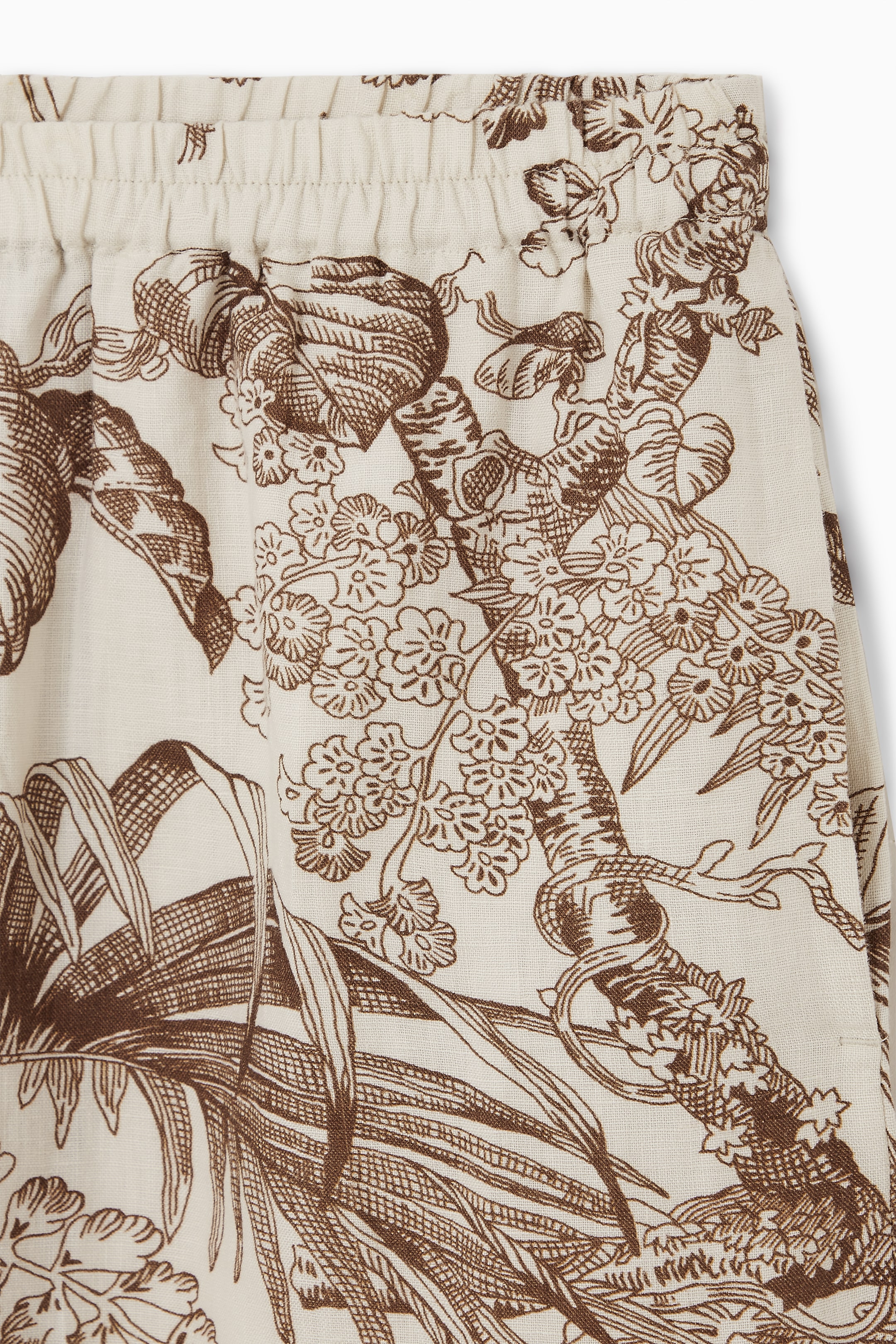 Ingrandisci l'immagine: BOTANICAL-PRINT LINEN SHORTS - WHITE / BOTANICAL PRINT - DONNA | H&M CH 2